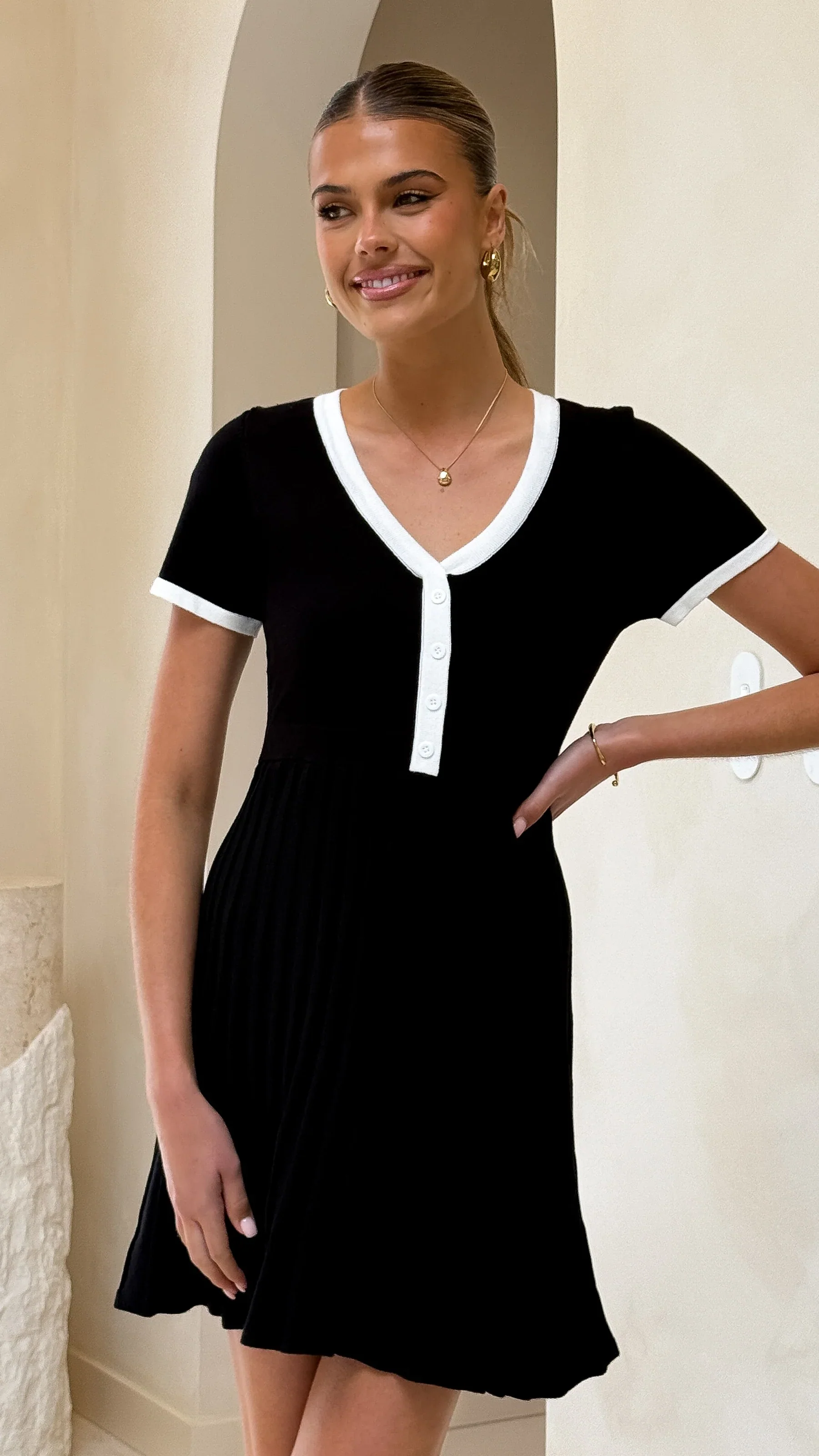 Kaylee Pleat Dress - Black