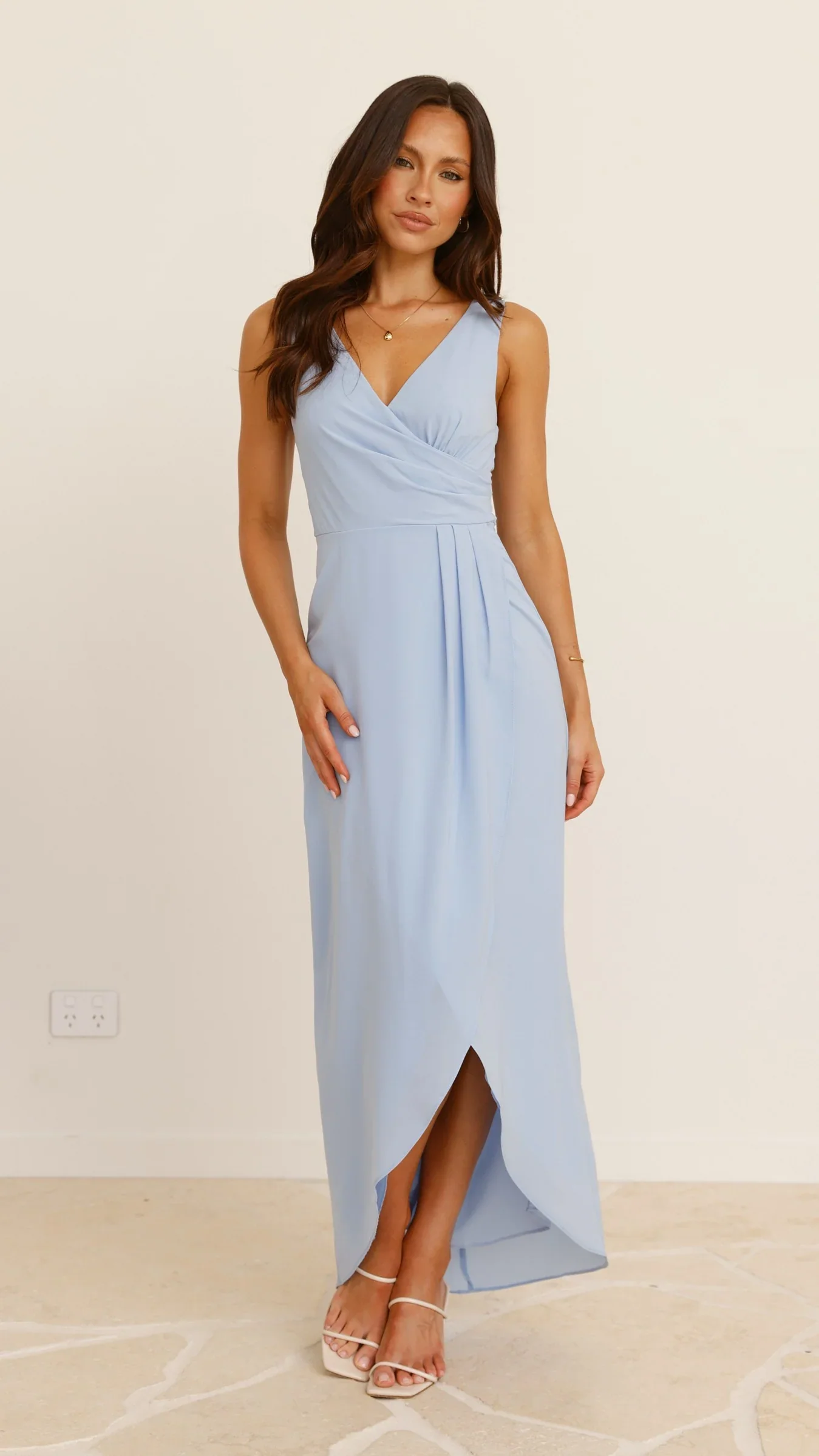 Pamela V Neck Maxi Dress - Blue