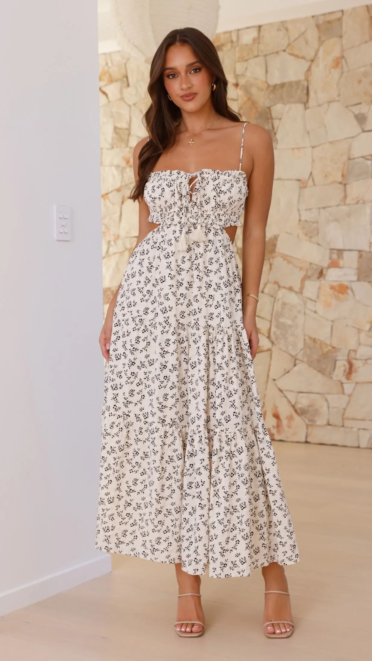 Vella Midi Dress - Black Floral