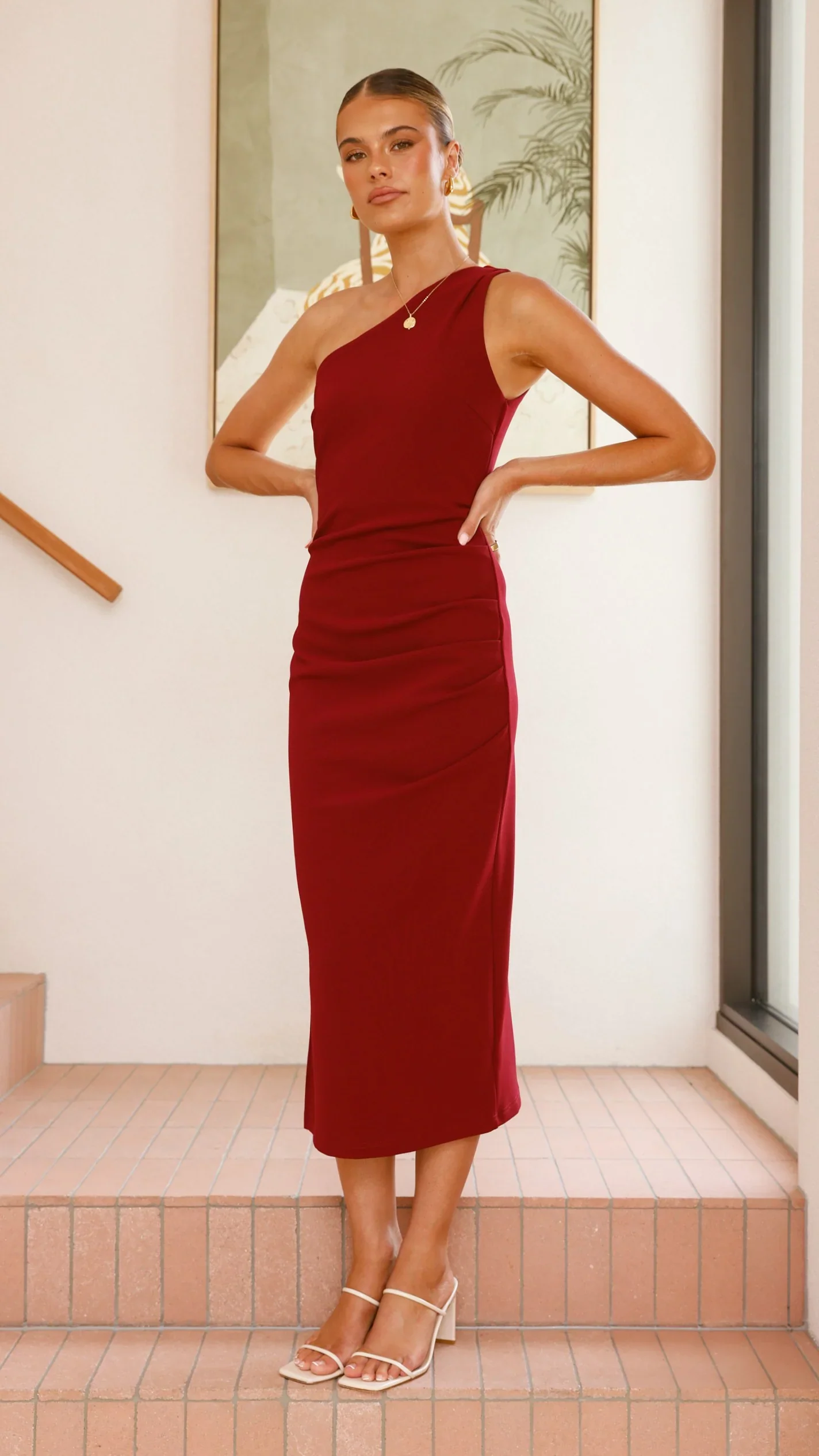 Alaina Midi Dress - Wine