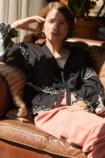 Sissel Edelbo Martha Organic Cotton top Black w. White