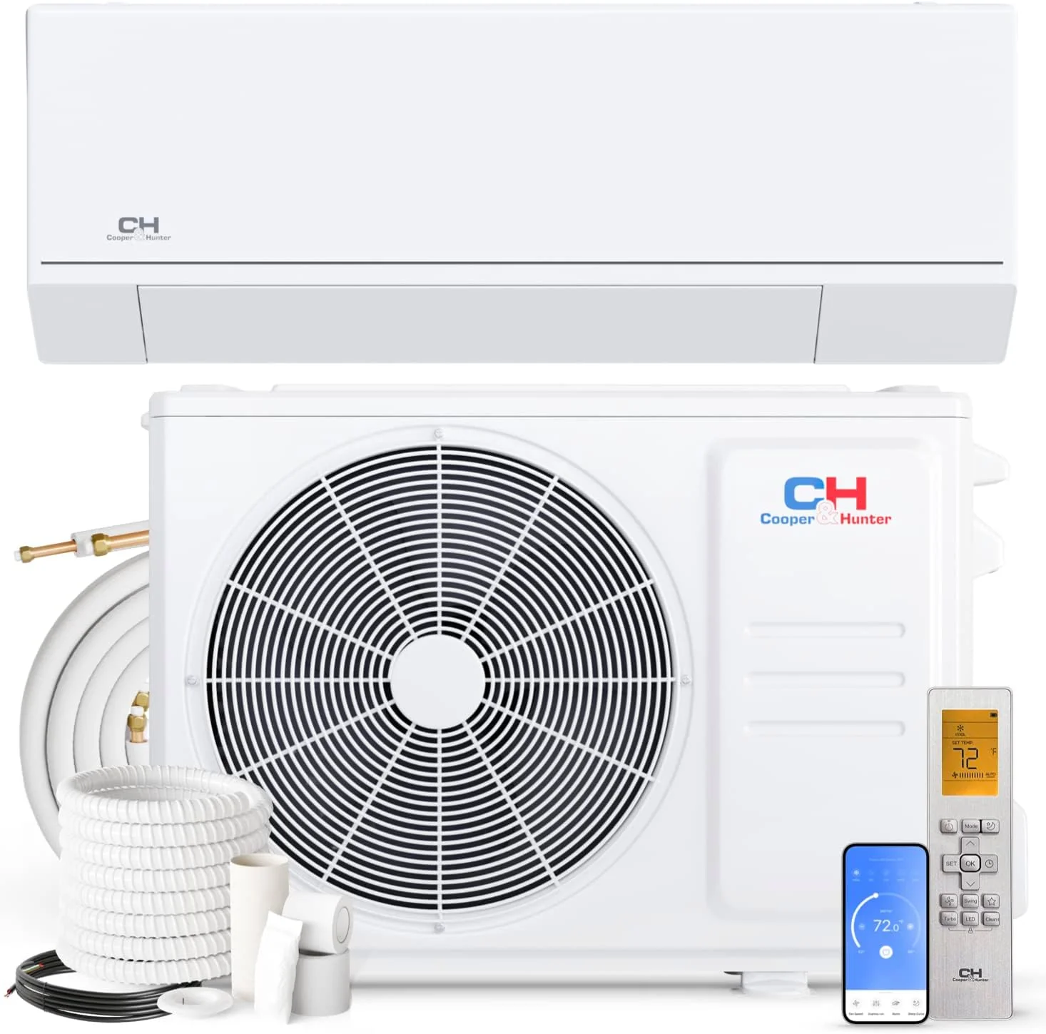 Cooper & Hunter, Astoria Series (Latest Model), 12,000 BTU, 230V WiFi 23.2 SEER Ductless Mini Split AC/Heater with 16ft Installation kit