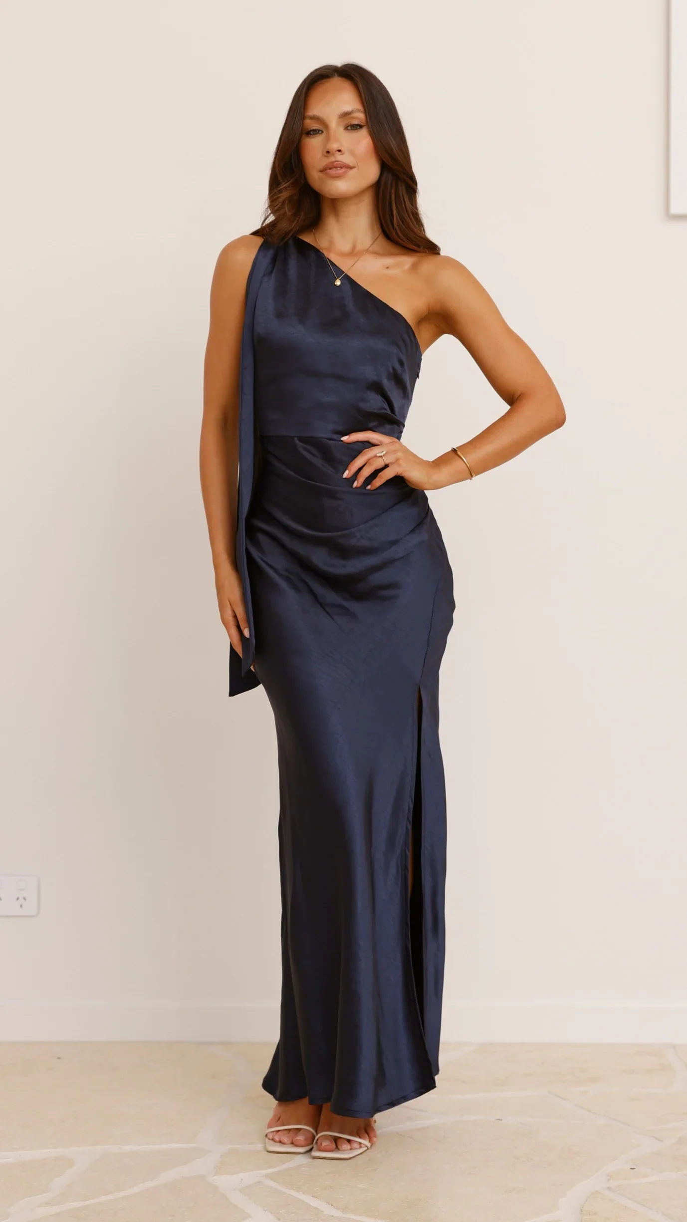 Halle One Shoulder Maxi Dress - Navy