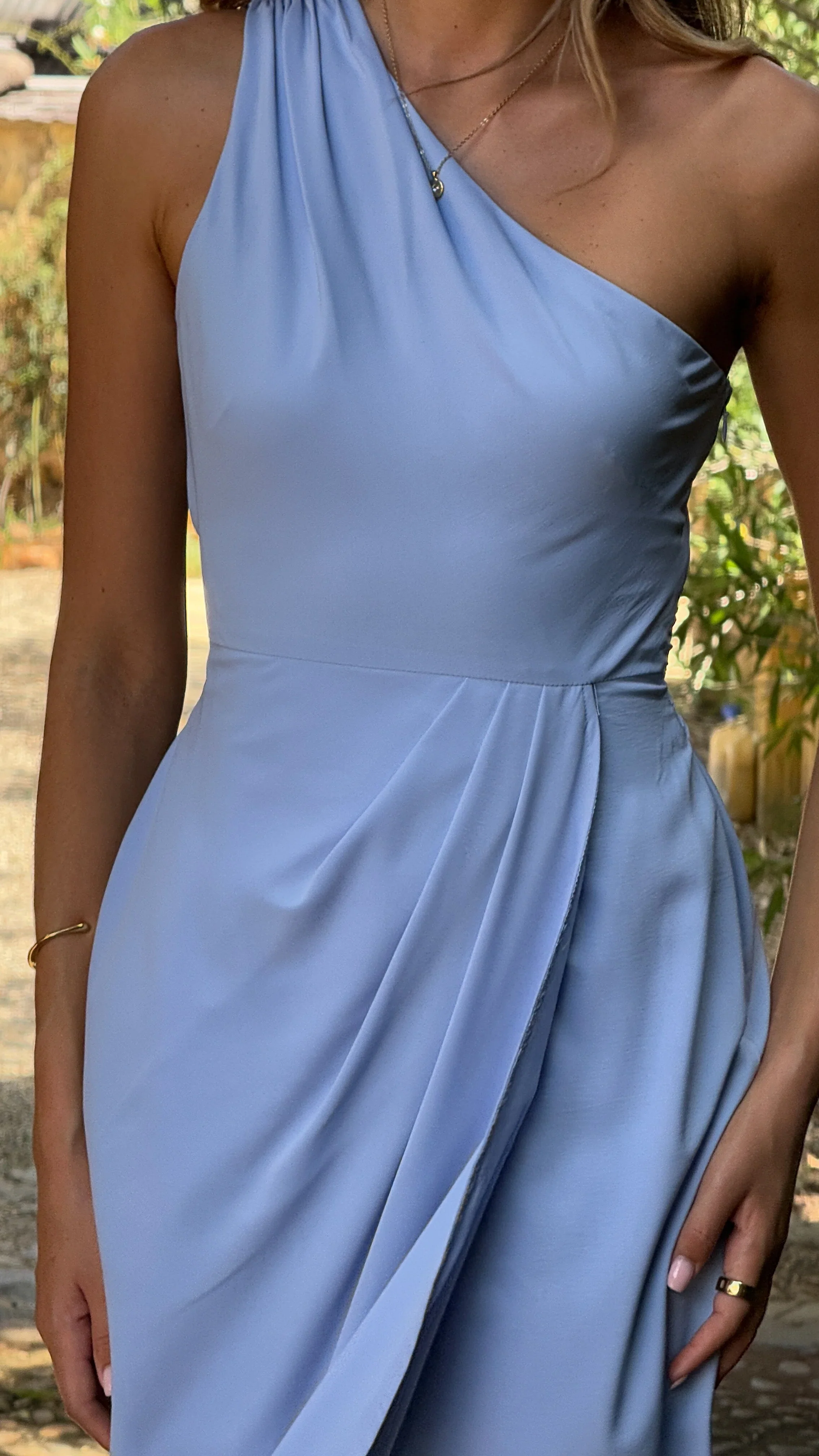 Clara One Shoulder Maxi Dress - Blue