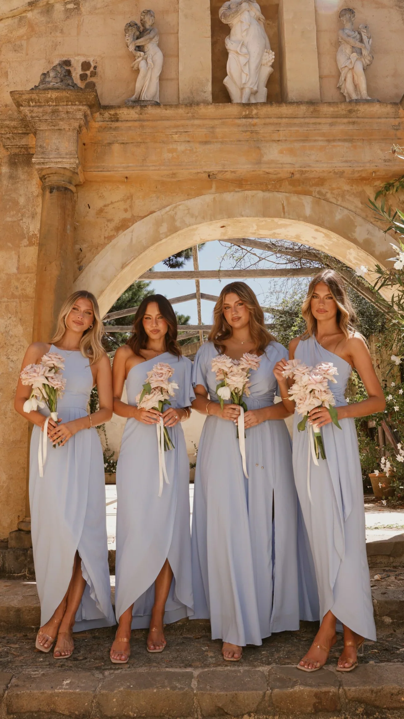 Emma One Sleeve Maxi Dress - Blue