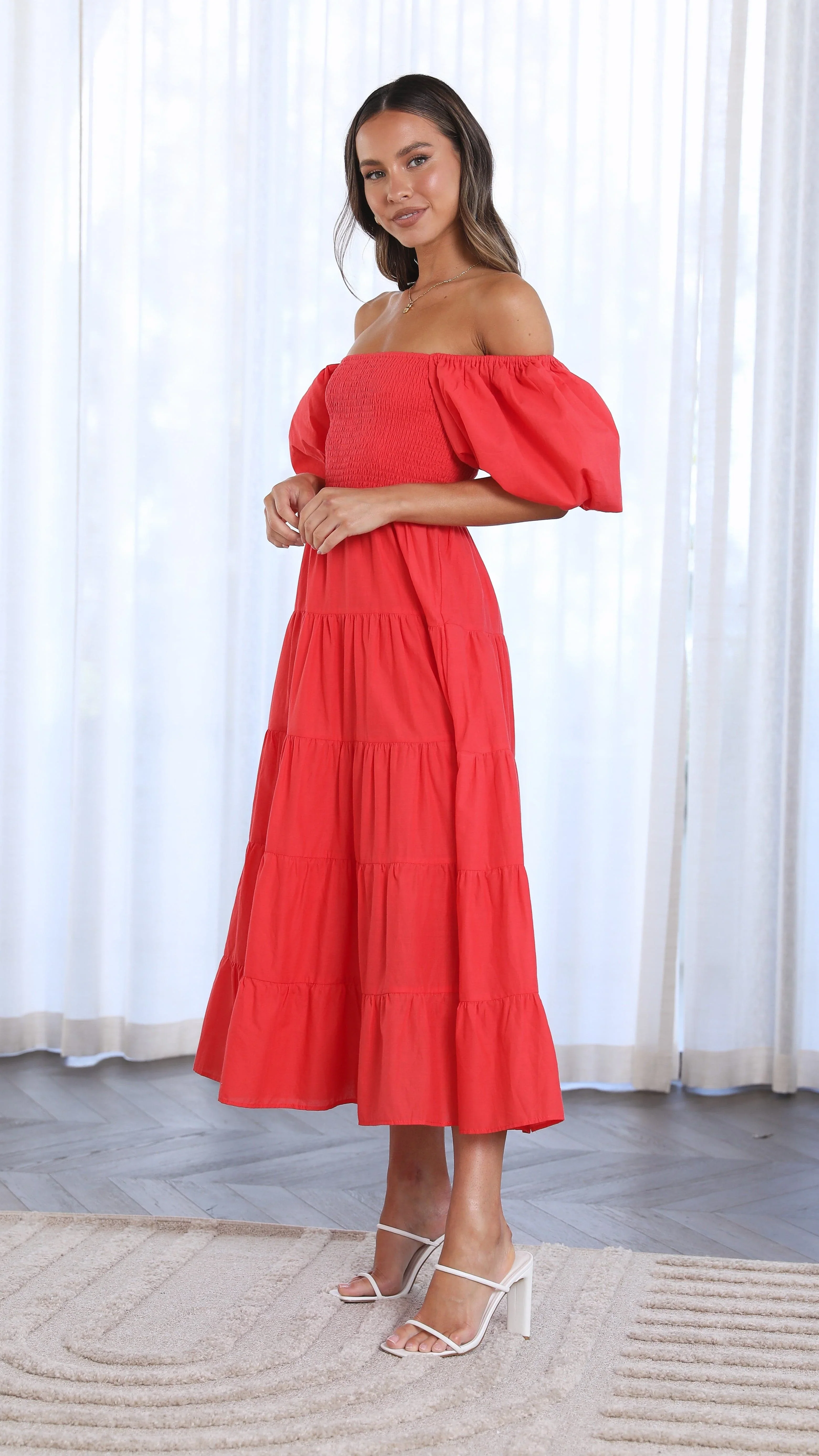 Chyna Midi Dress - Red