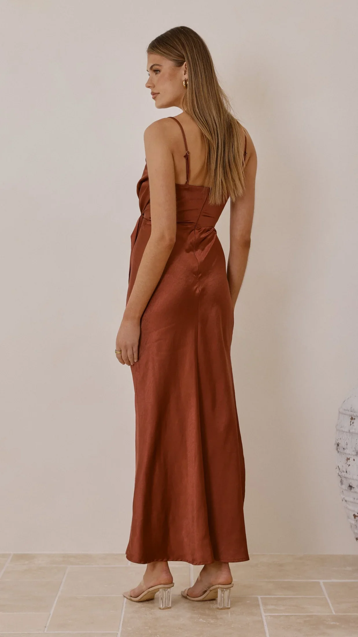 Yasmeen Tie Front Maxi Dress - Rust