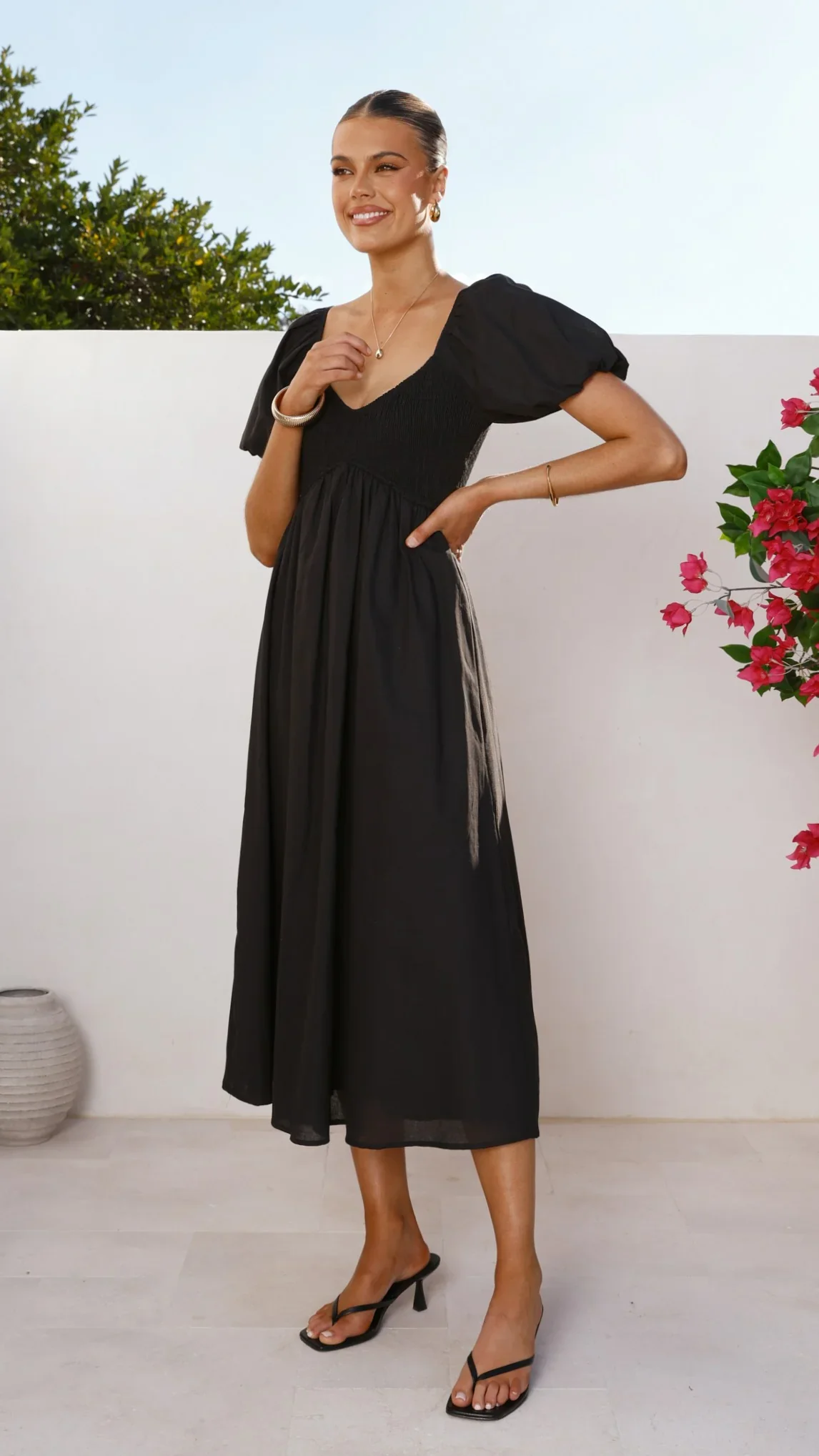 Sahirah Midi Dress - Black