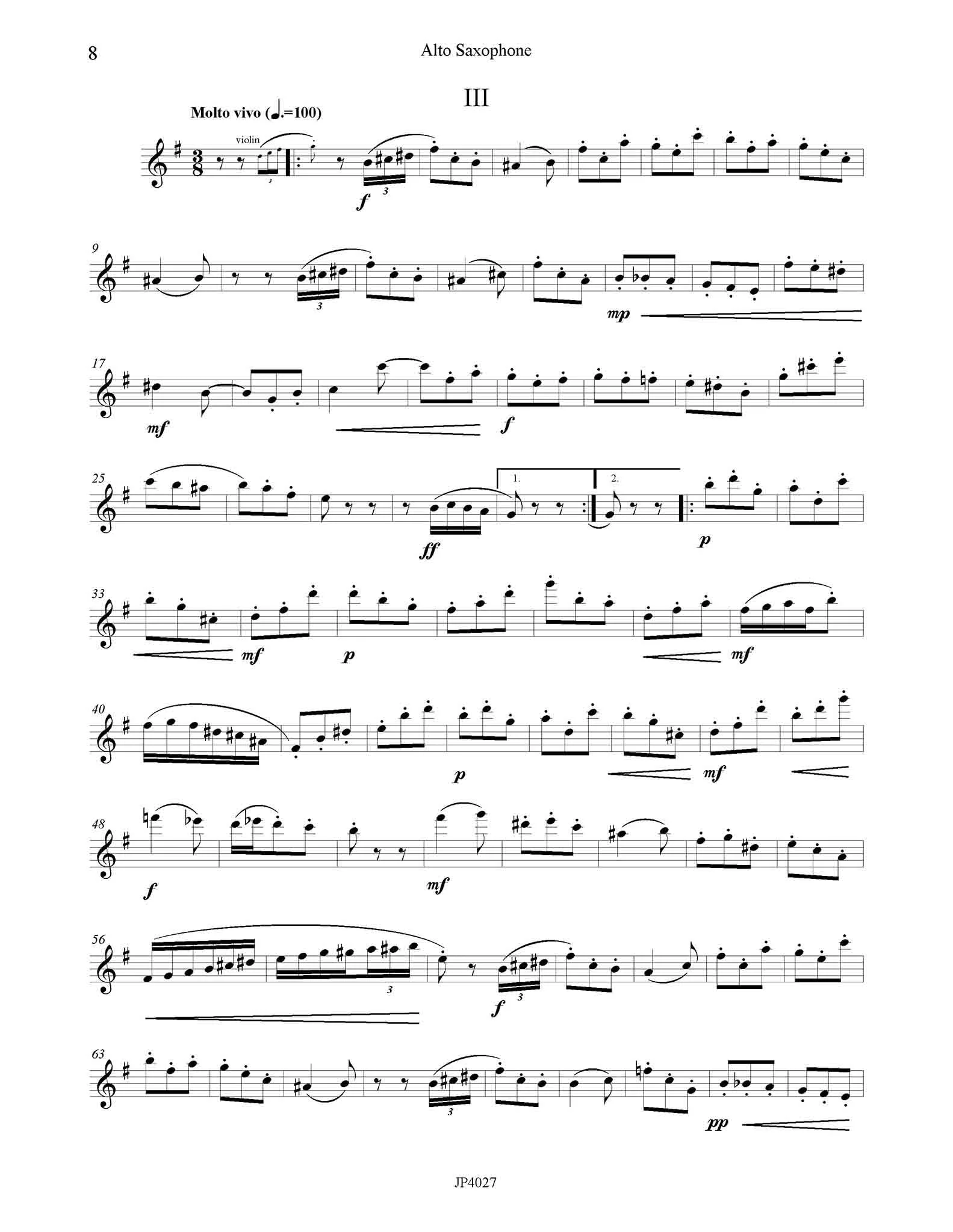 Canfield: Trio after Brahms for Alto Saxophone, Violin and Piano