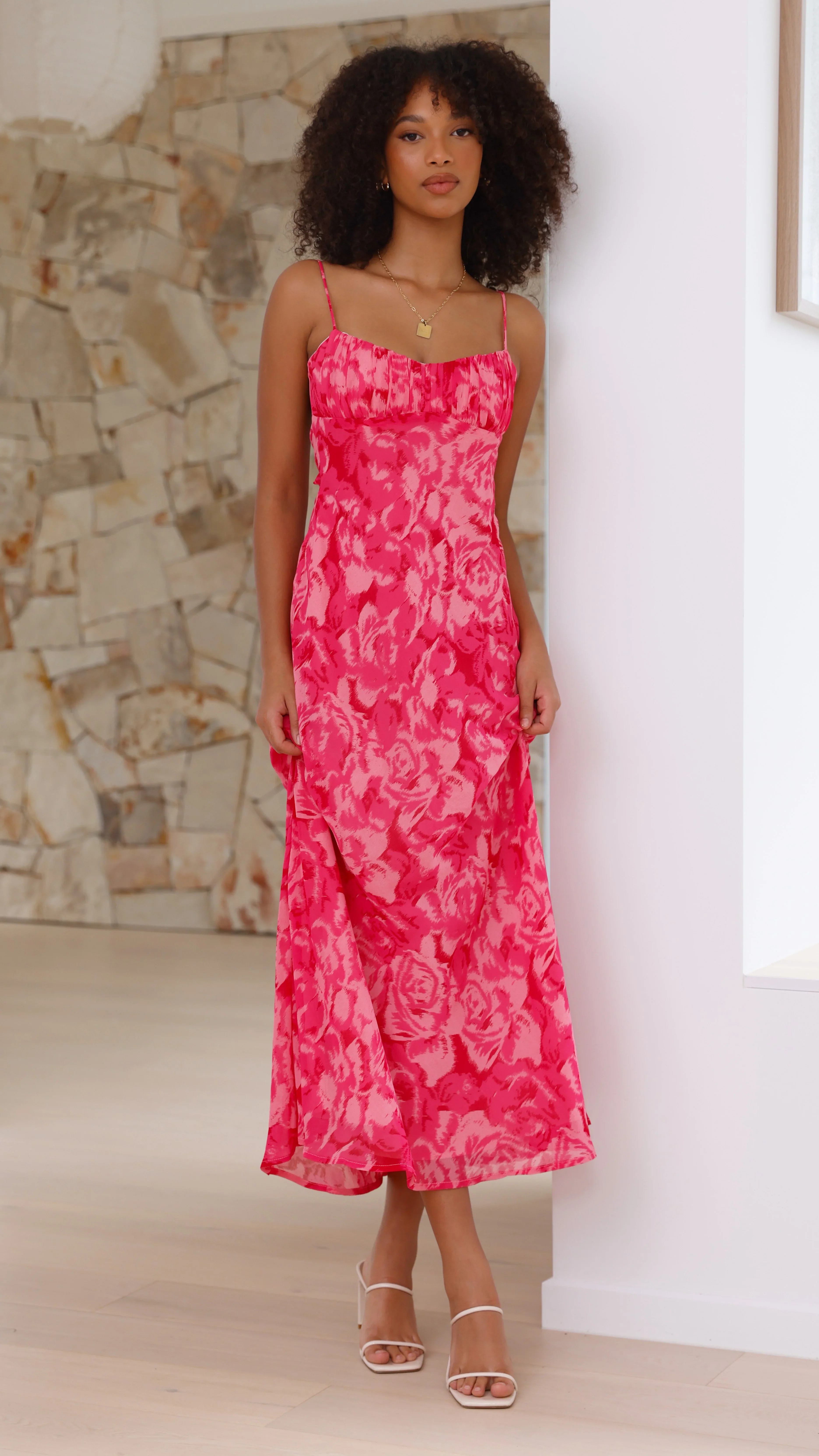 Margie Midi Dress - Pink Floral