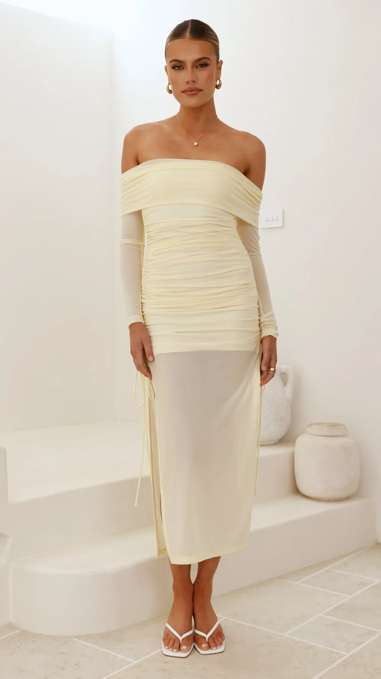 Isadora Off Shoulder Maxi Dress - Yellow
