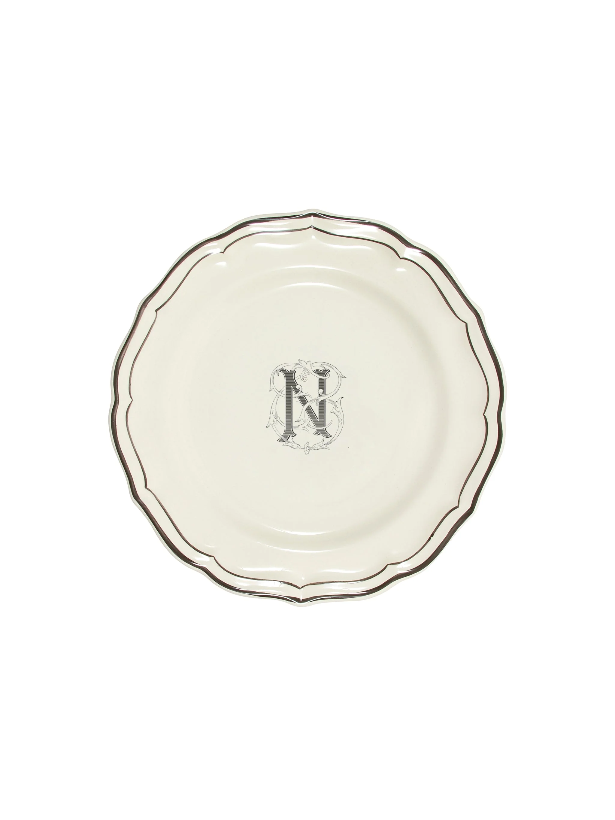 Gien Filet Midnight Monogram Salad Plate