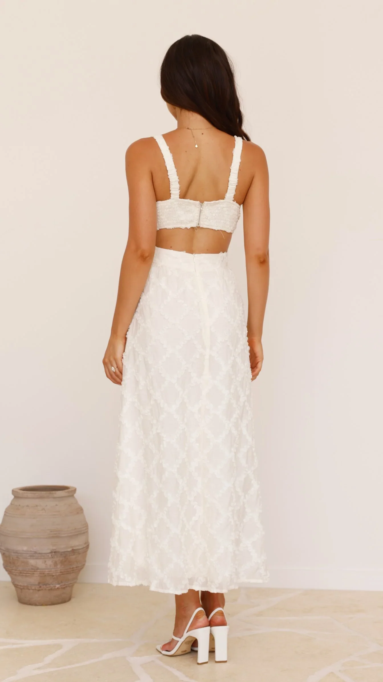 Jenny Side Cut Midi Dress - Cream