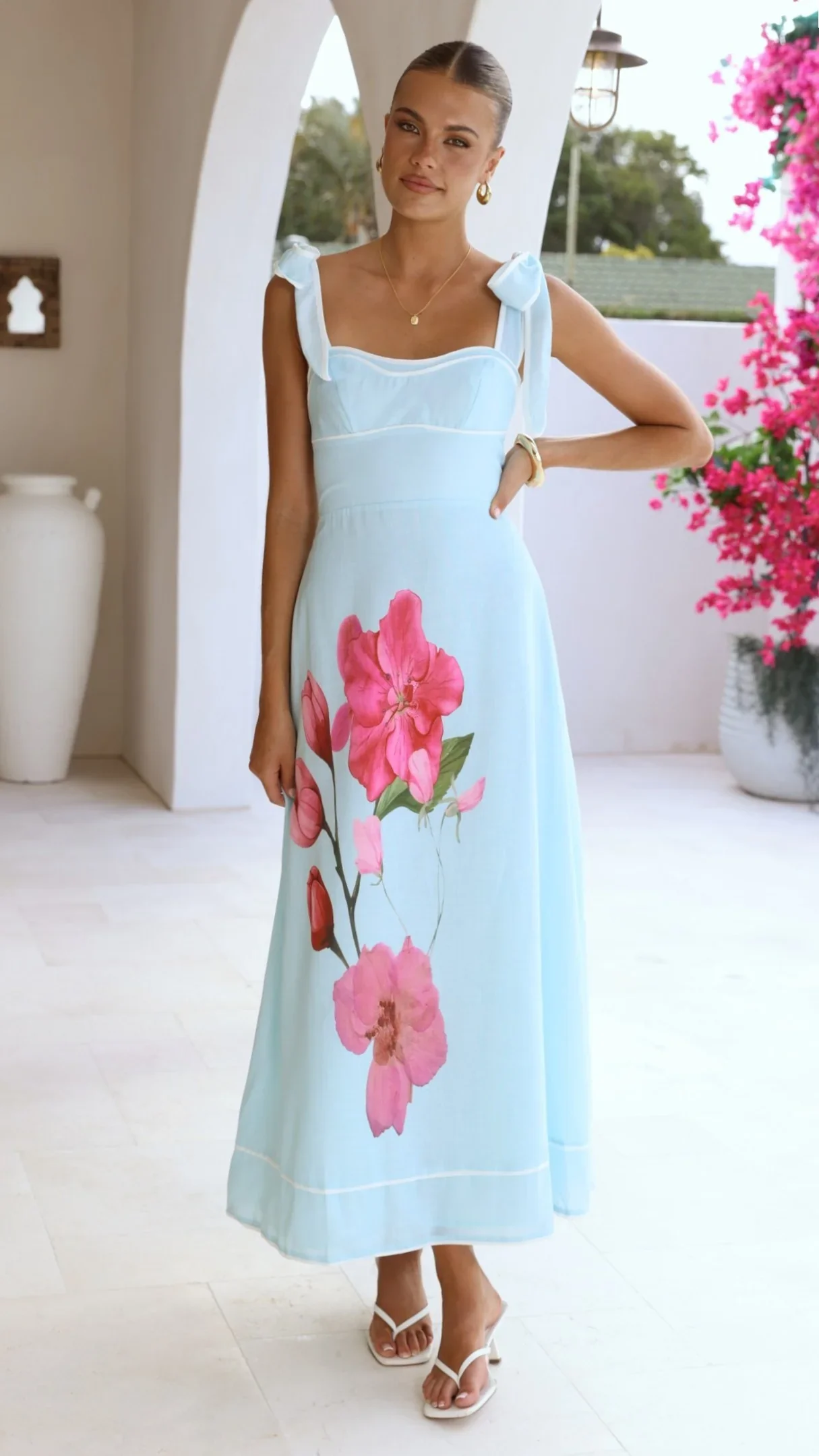 Beverly Maxi Dress - Blue/Pink Floral