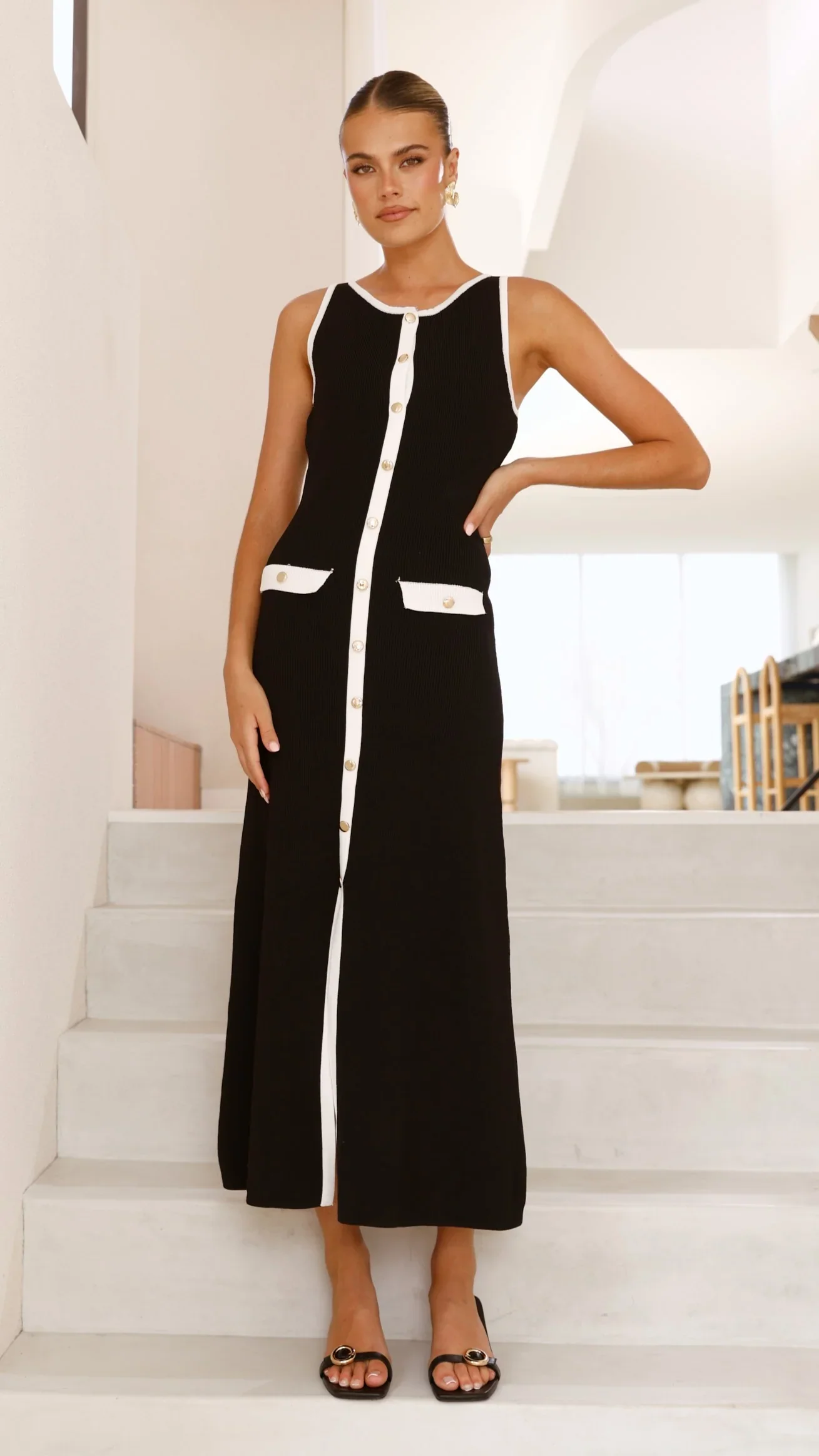 Antoinette Maxi Dress - Black/White