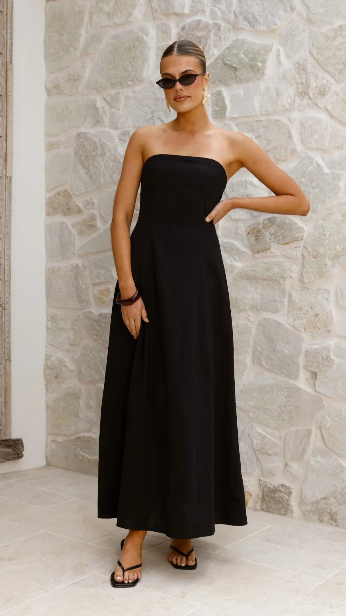 Astrid Strapless Maxi Dress - Black