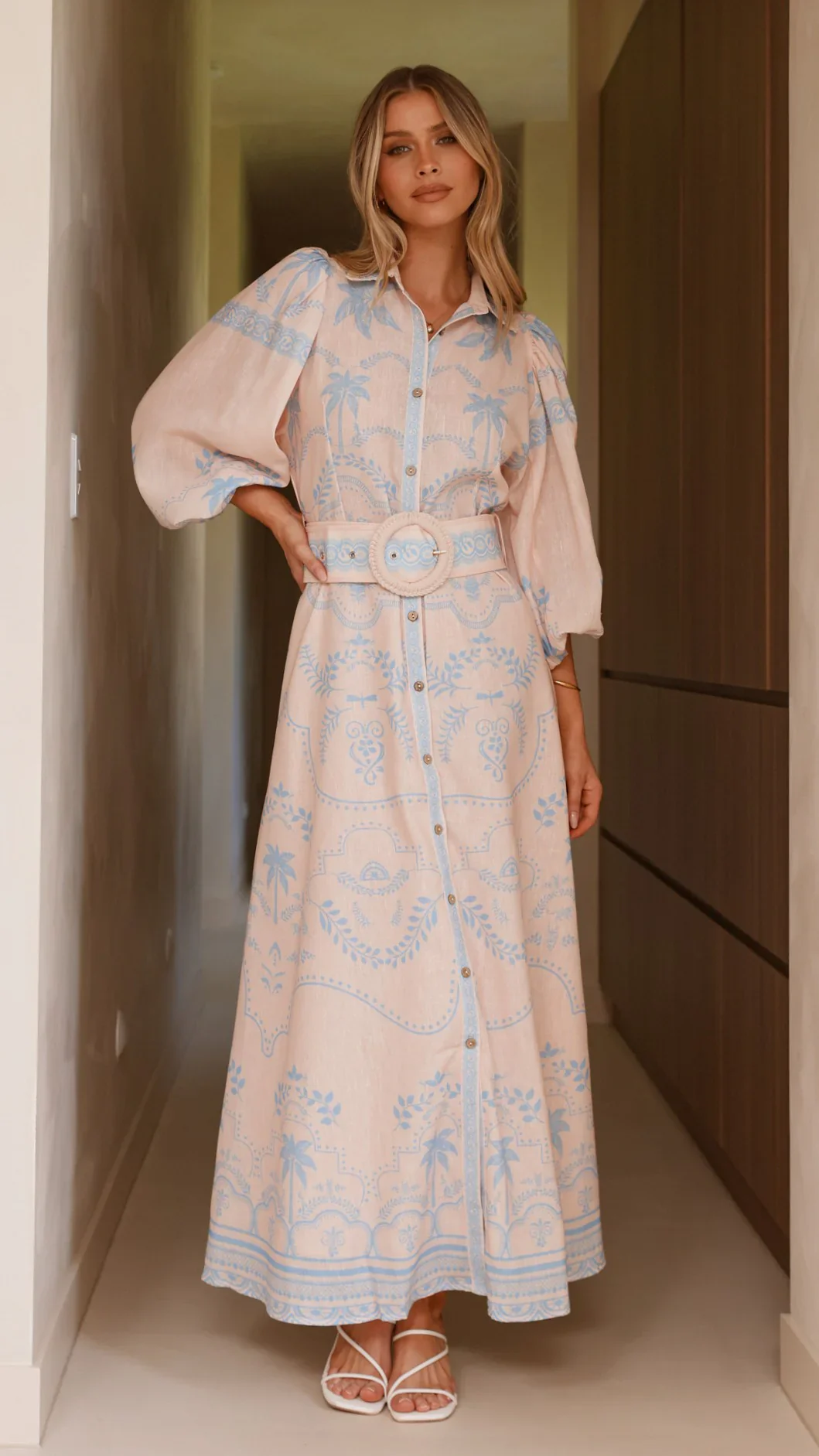 Xander Long Sleeve Maxi Dress - Blue