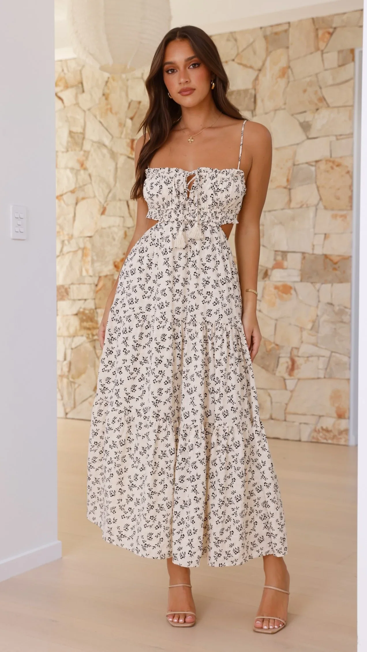 Vella Midi Dress - Black Floral