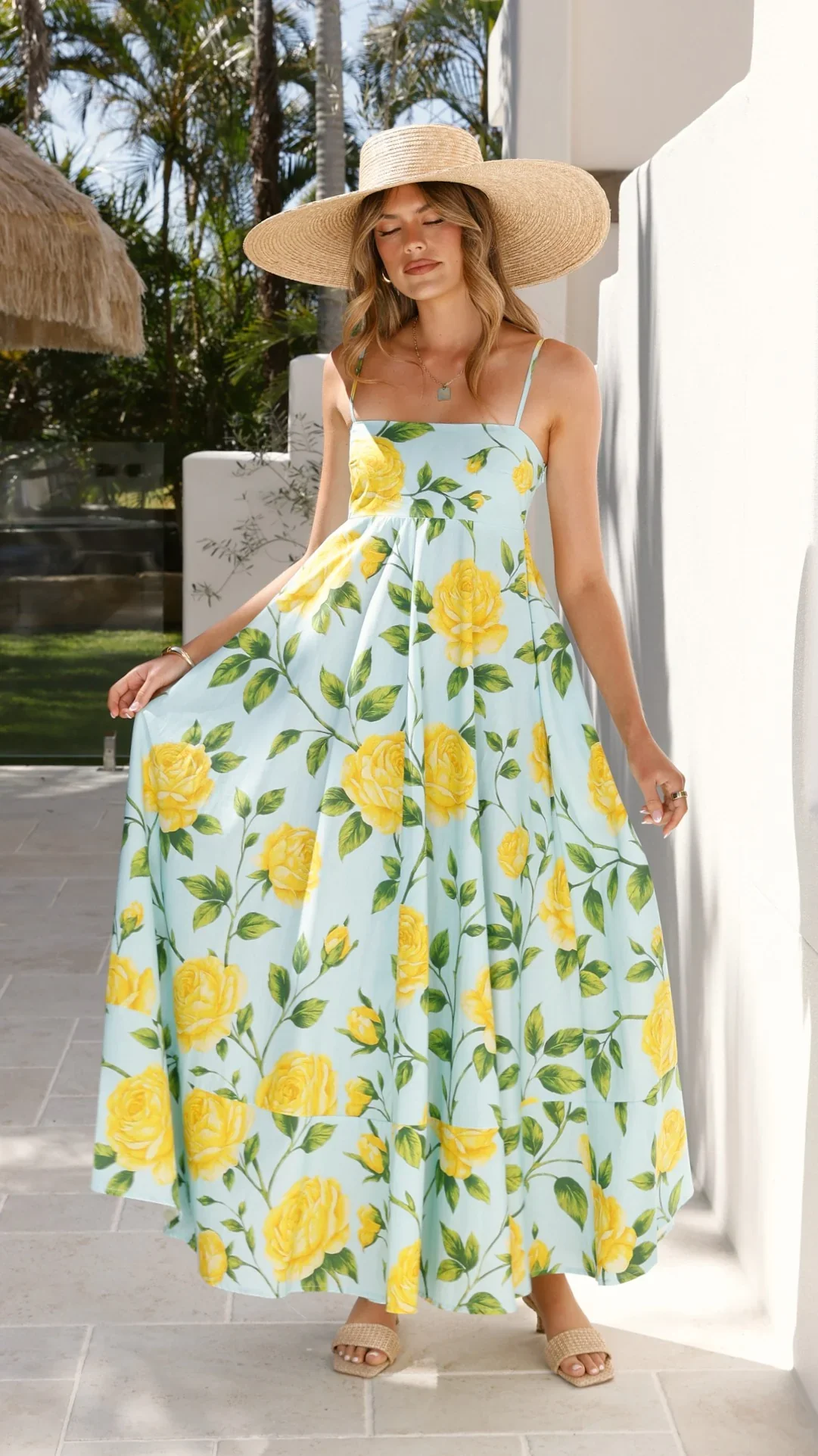 Kaethe Maxi Dress - Lemon/Aqua Floral