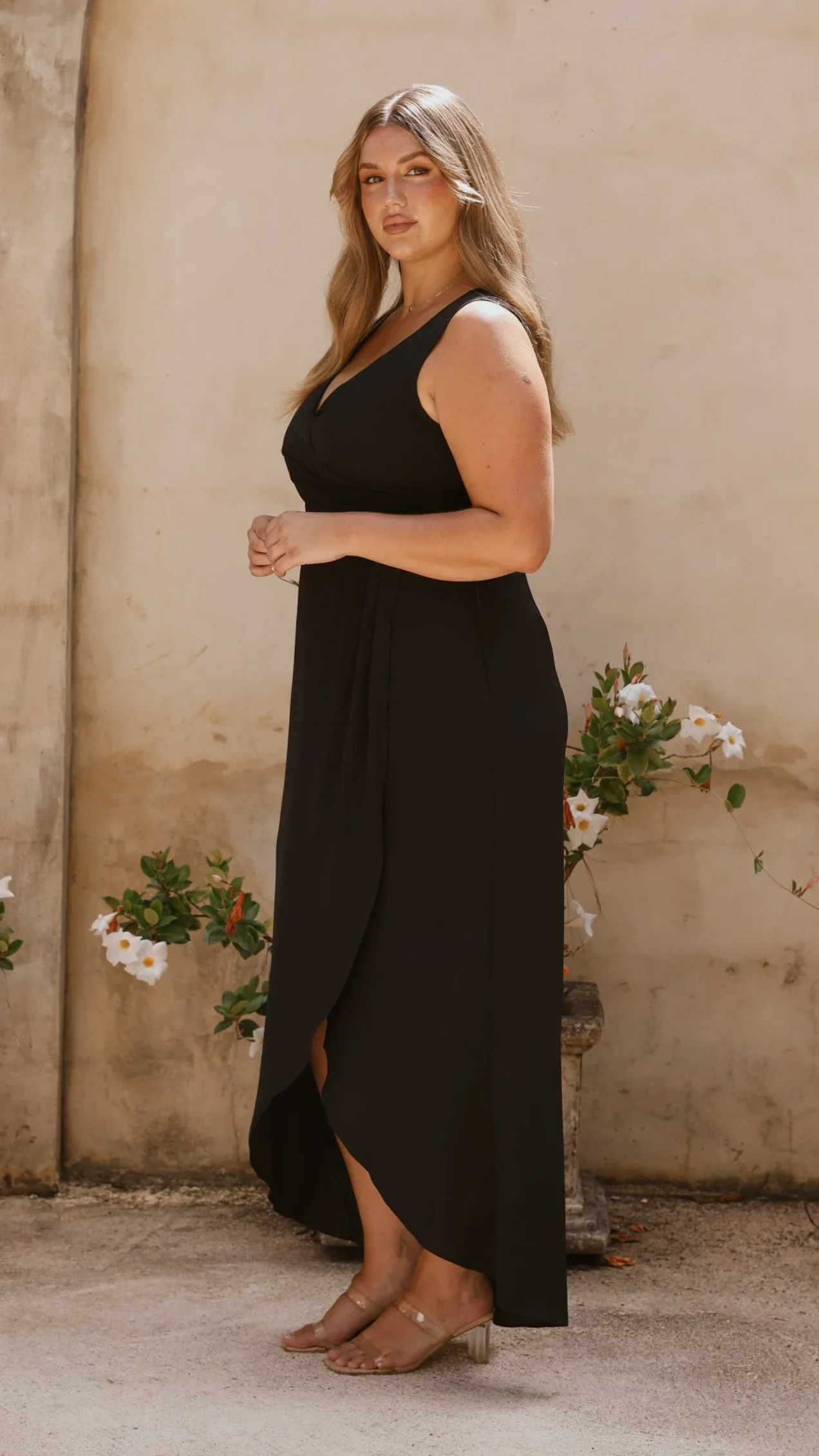 Pamela V Neck Maxi Dress - Black