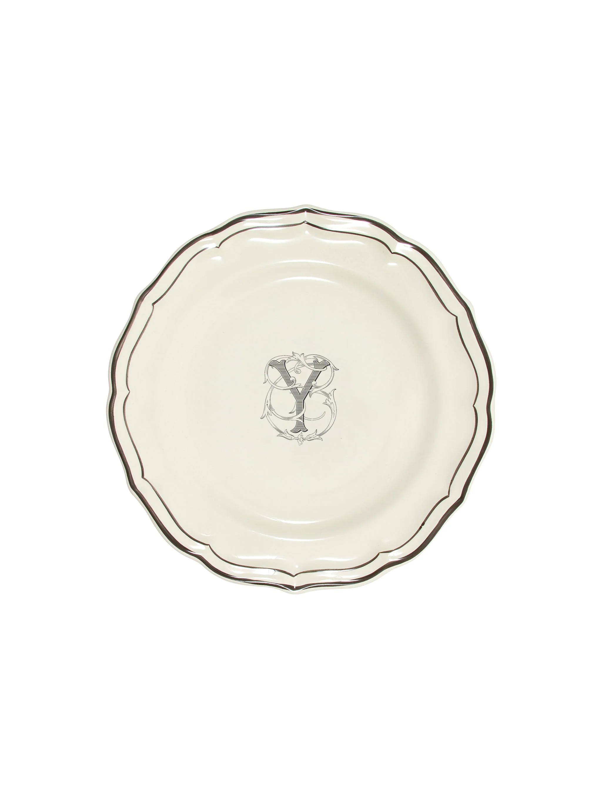Gien Filet Midnight Monogram Salad Plate