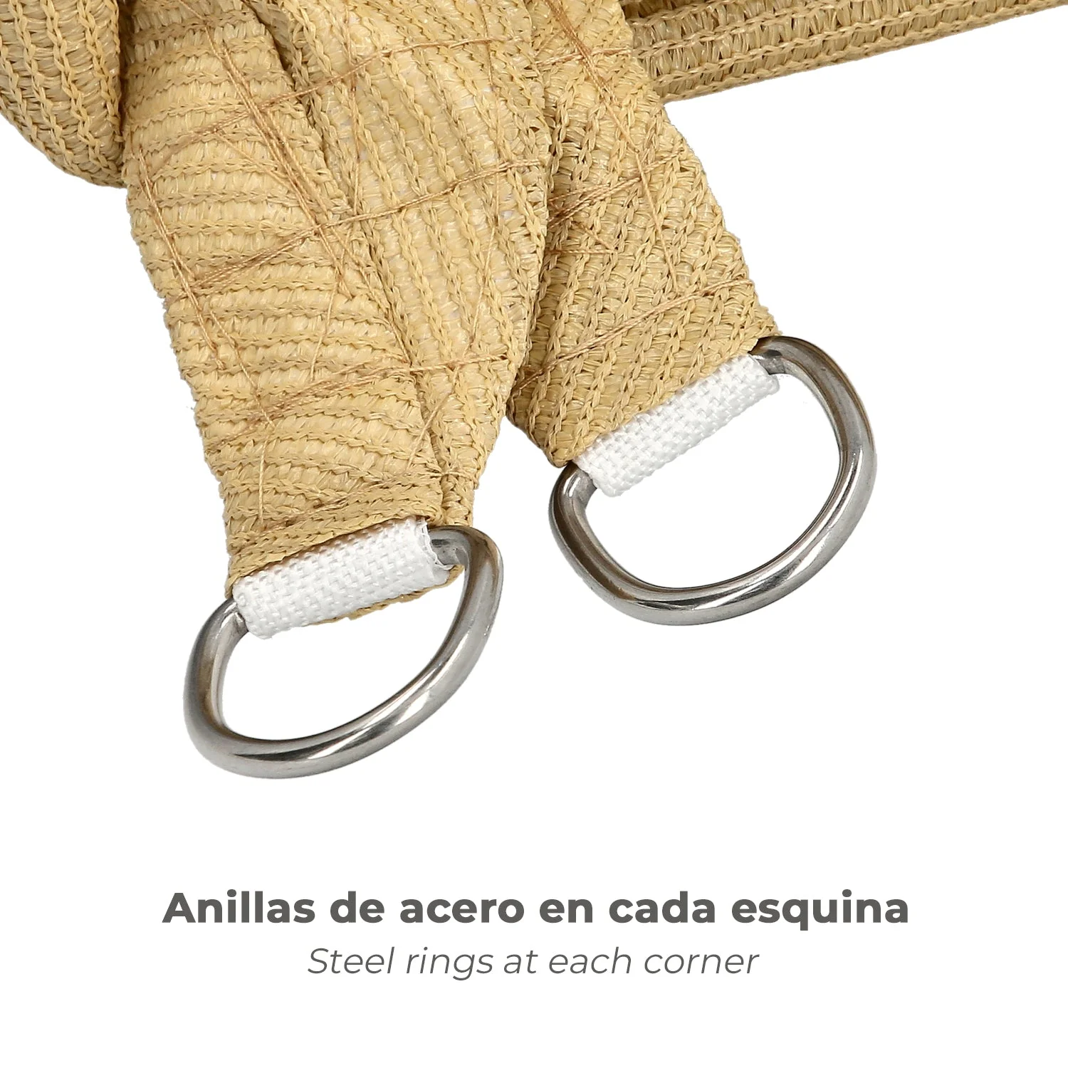 Toldo Vela Sombra Jardin Triangular 3,6x3,6x3,6 metros Beige