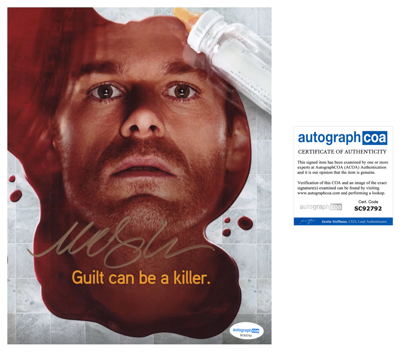 Michael C Hall Dexter Signed Autograph 8x10 Photo ACOA