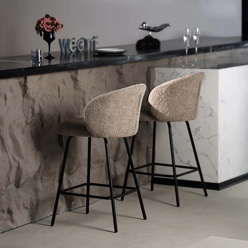 Taburete de bar Yasin [Juego de 2] [Tela Boucle] [65 cm]