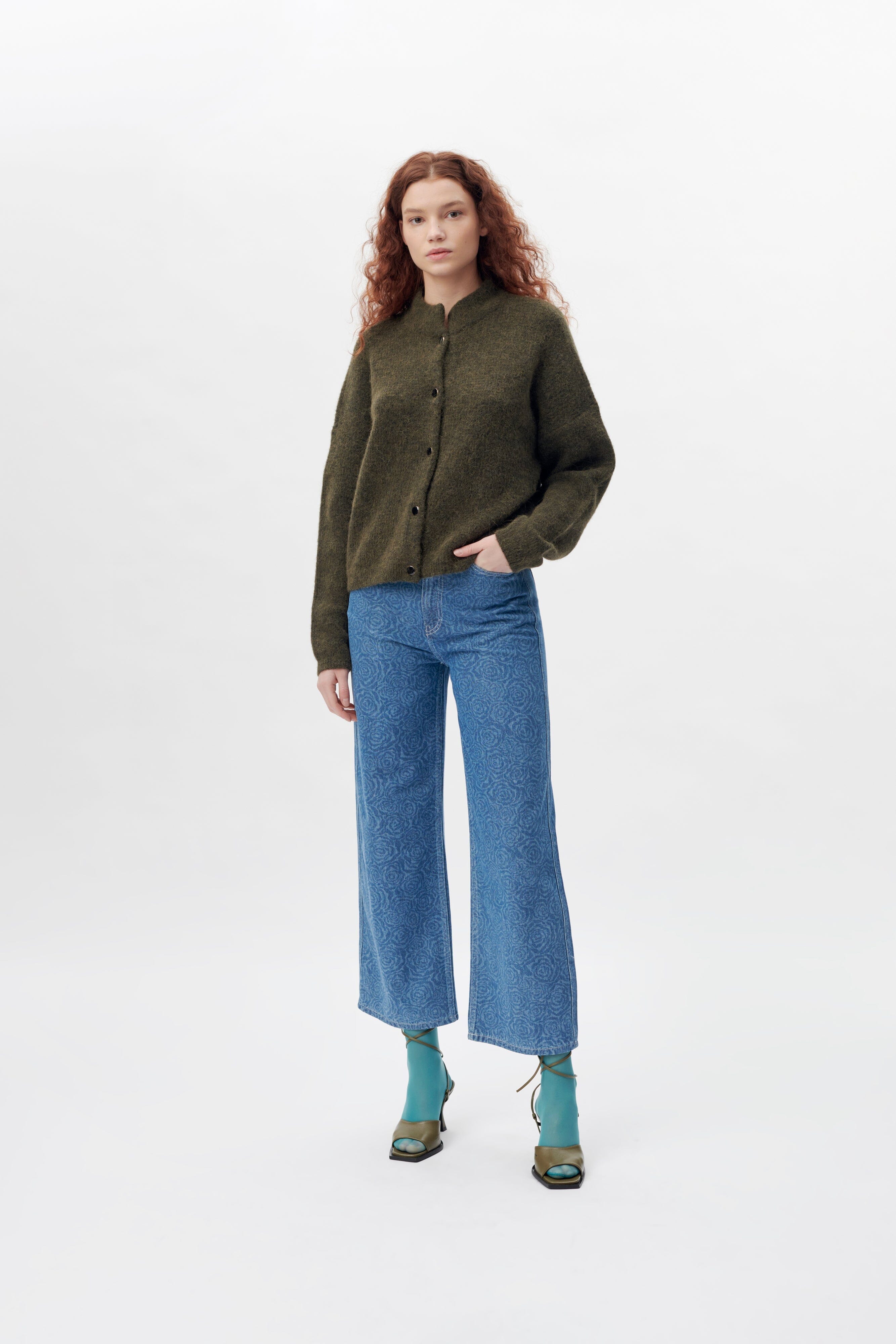 Gestuz - AlphaGZ Short Cardigan NOOS - Dark Olive Melange