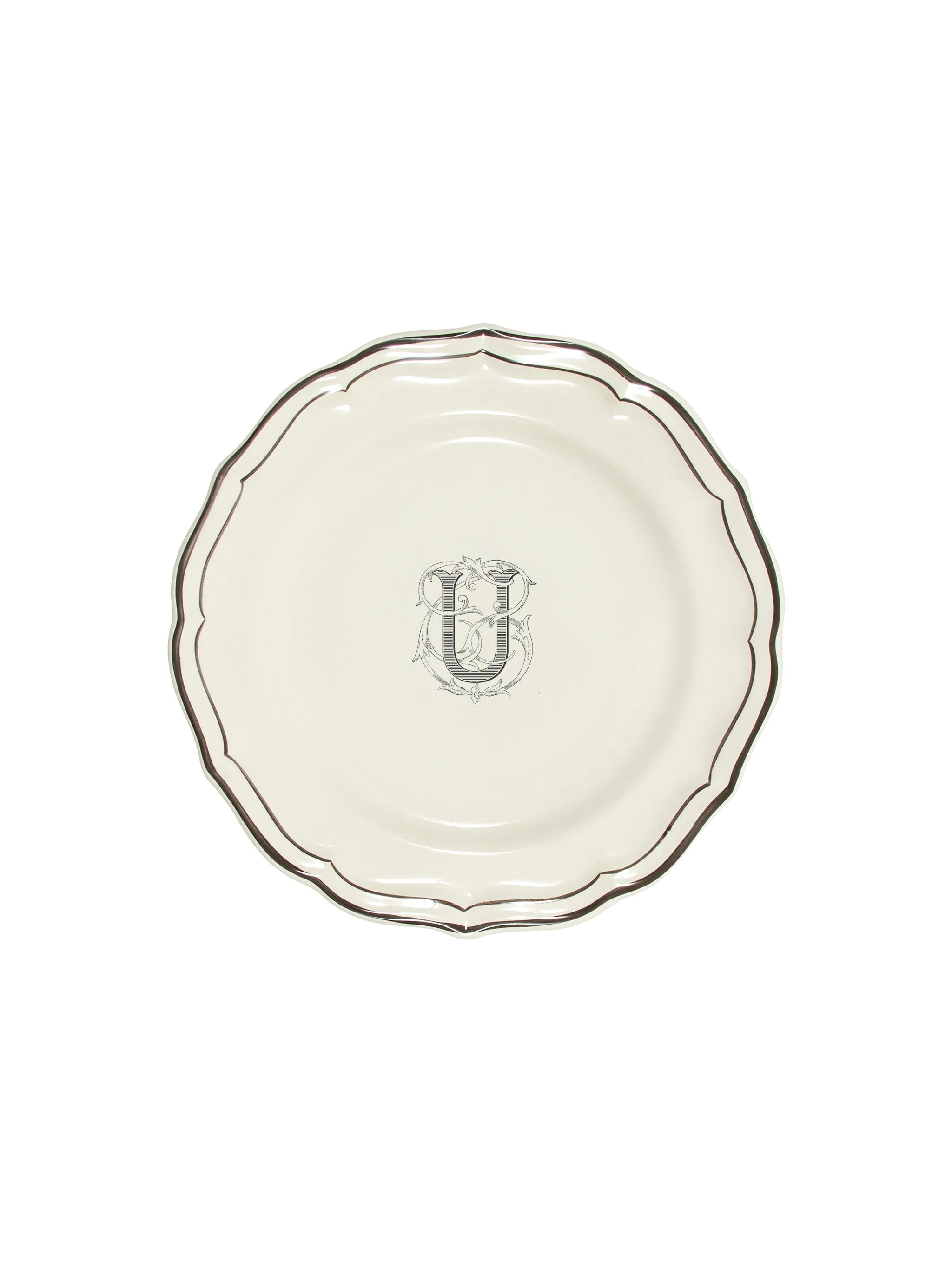 Gien Filet Midnight Monogram Salad Plate