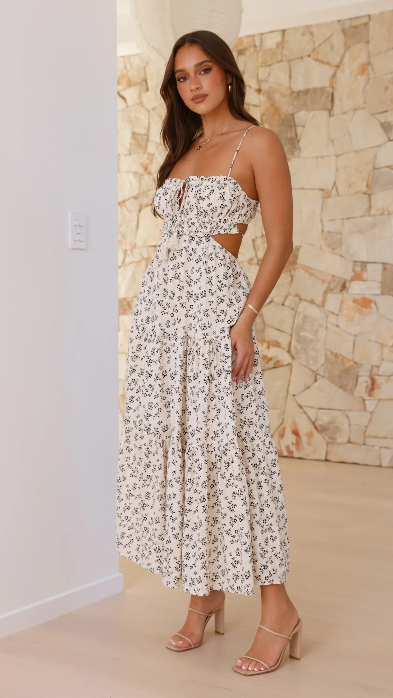 Vella Midi Dress - Black Floral