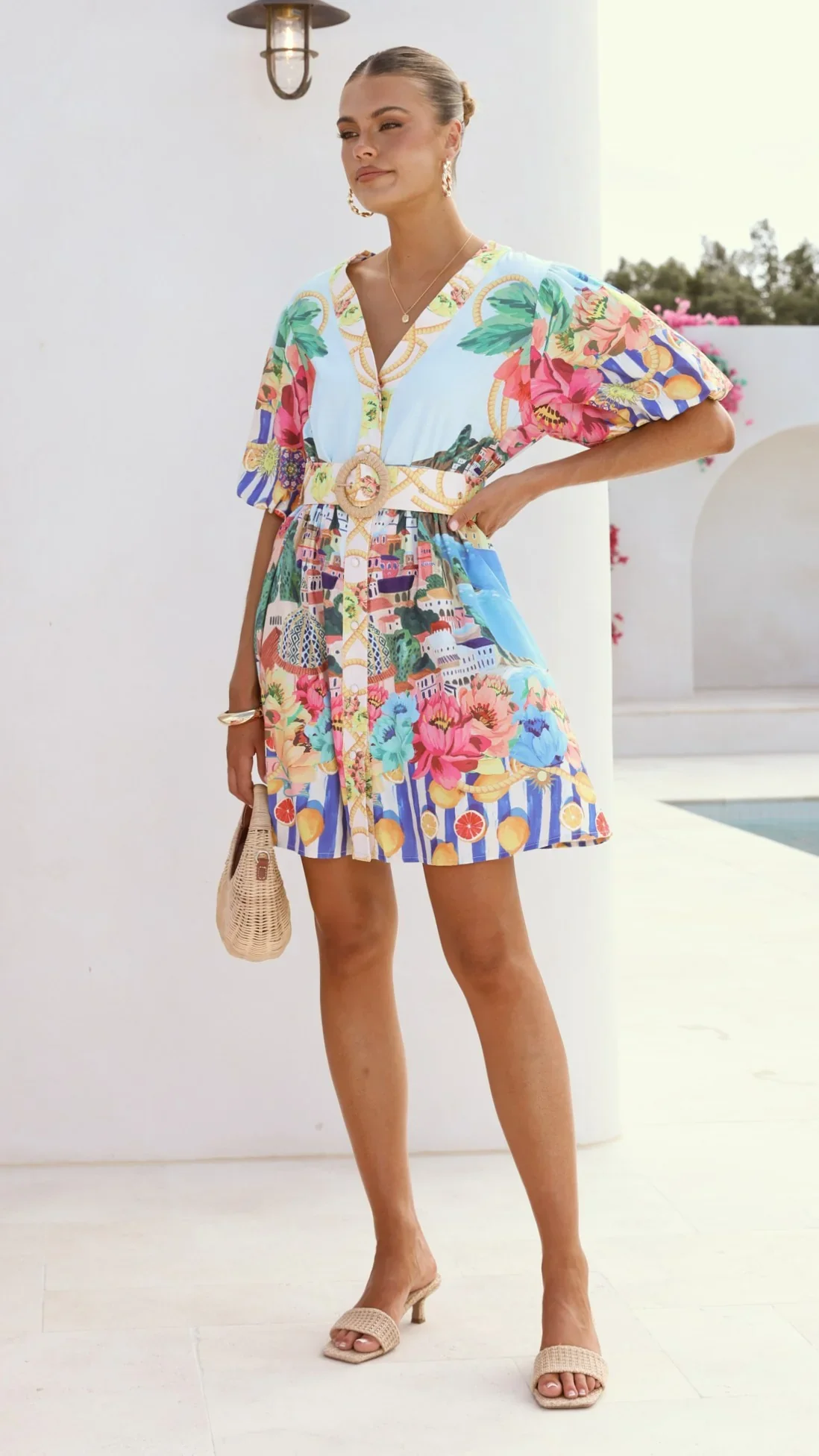 Tasha Mini Dress - Positano Blue