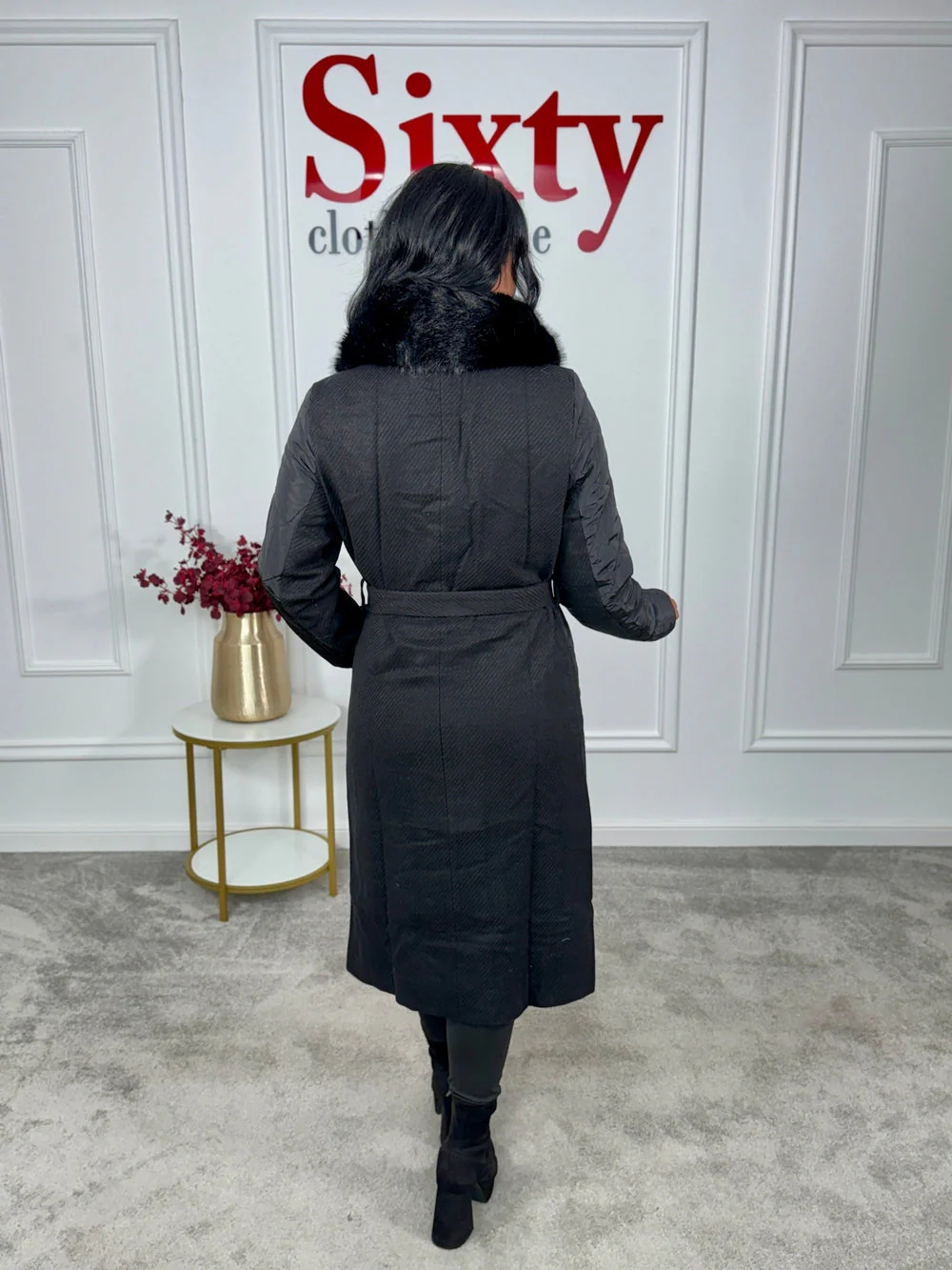 Palton fas cu blana ecologica Alinka