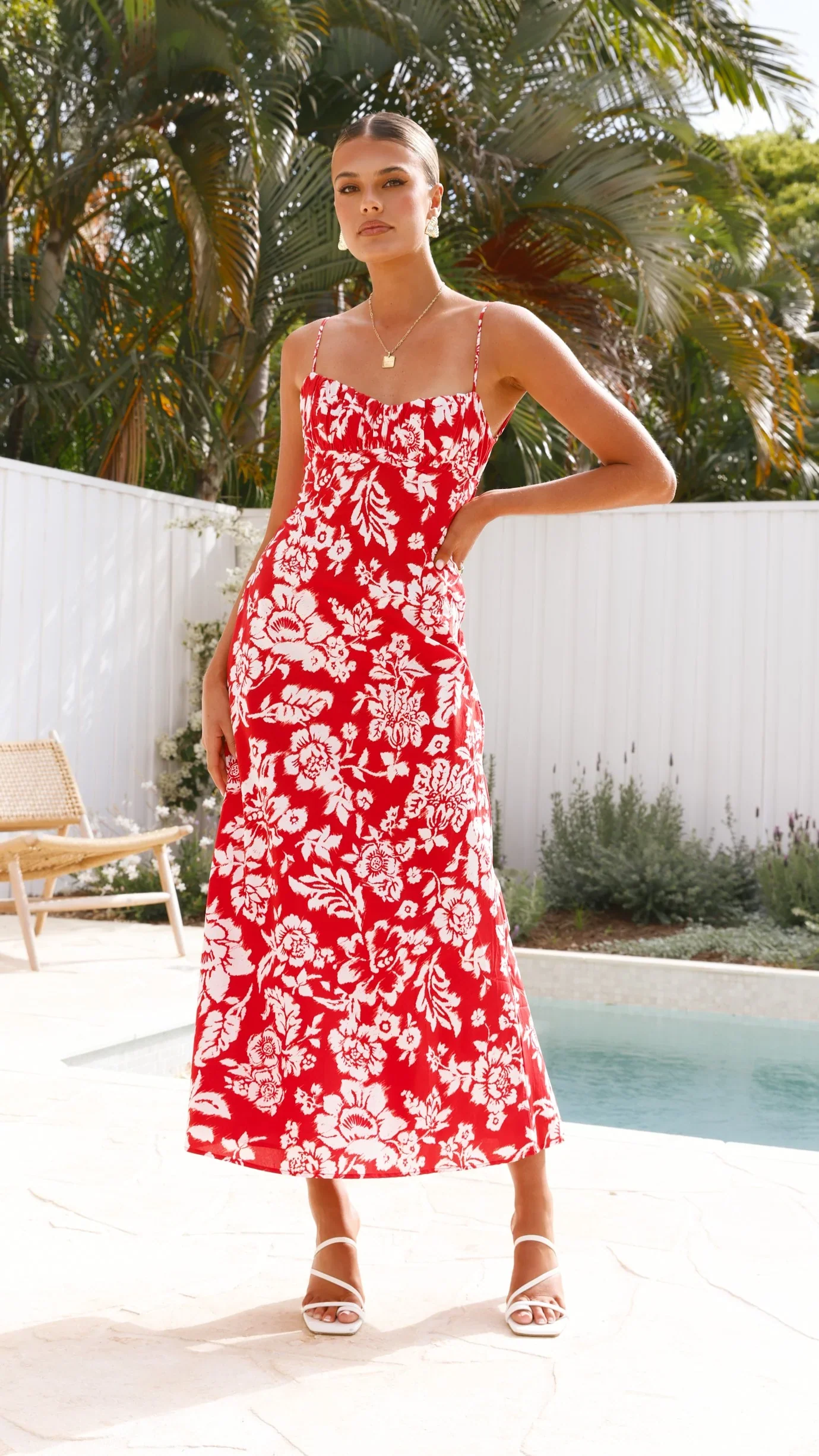 Margie Midi Dress - Red Floral