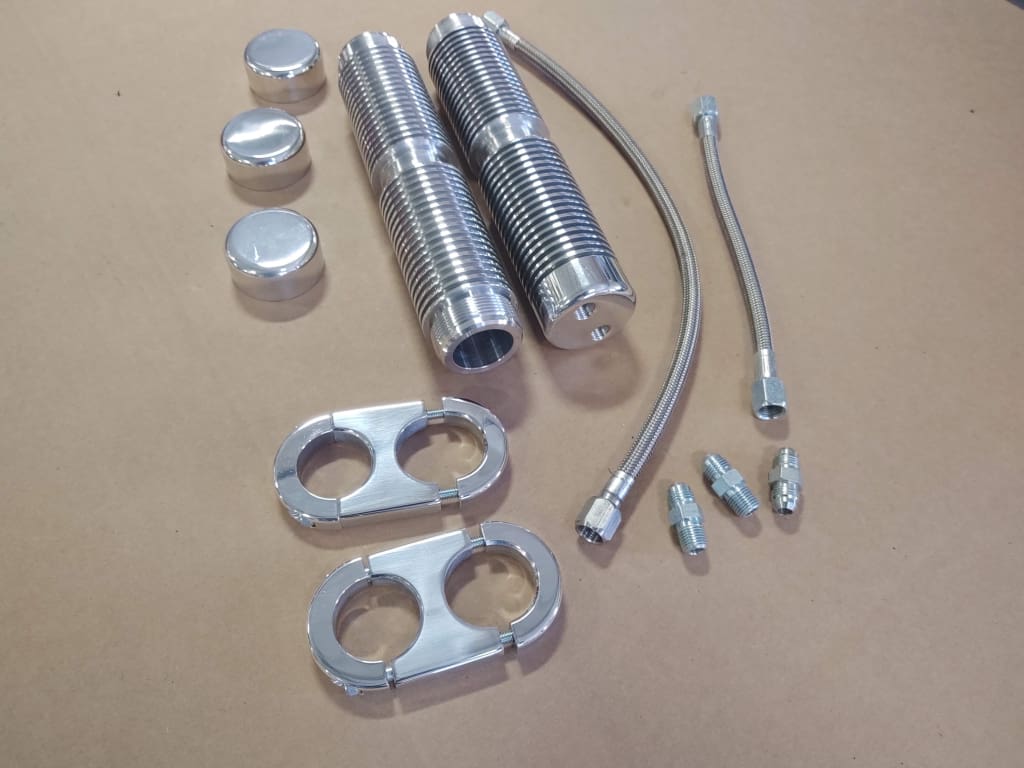 BIG DOG MOTORCYCLES POL BILLET OIL COOLER KIT w/ STASH TUBE BRACKETS STRAIGHT