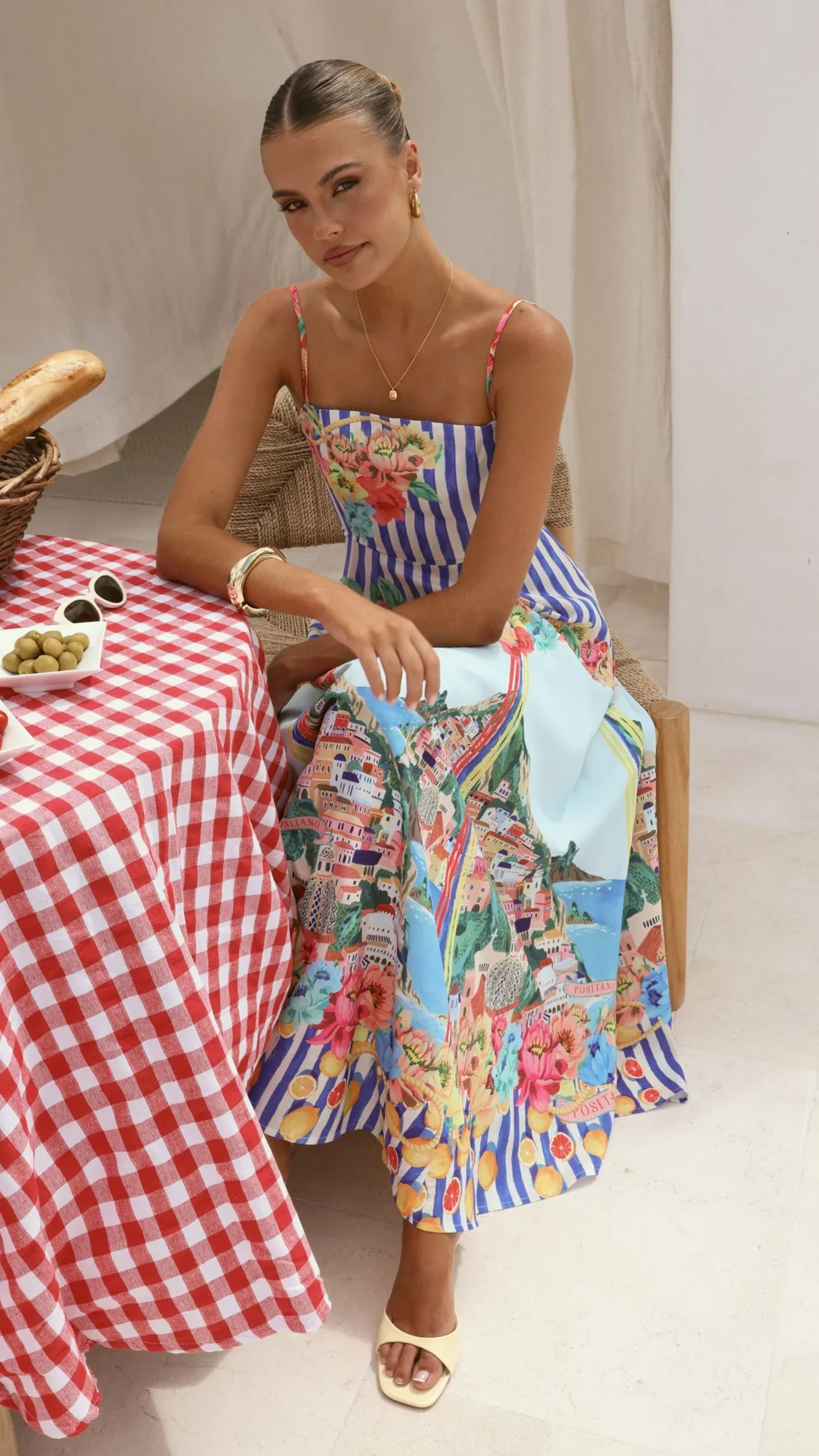 Clara Maxi Dress - Positano Blue