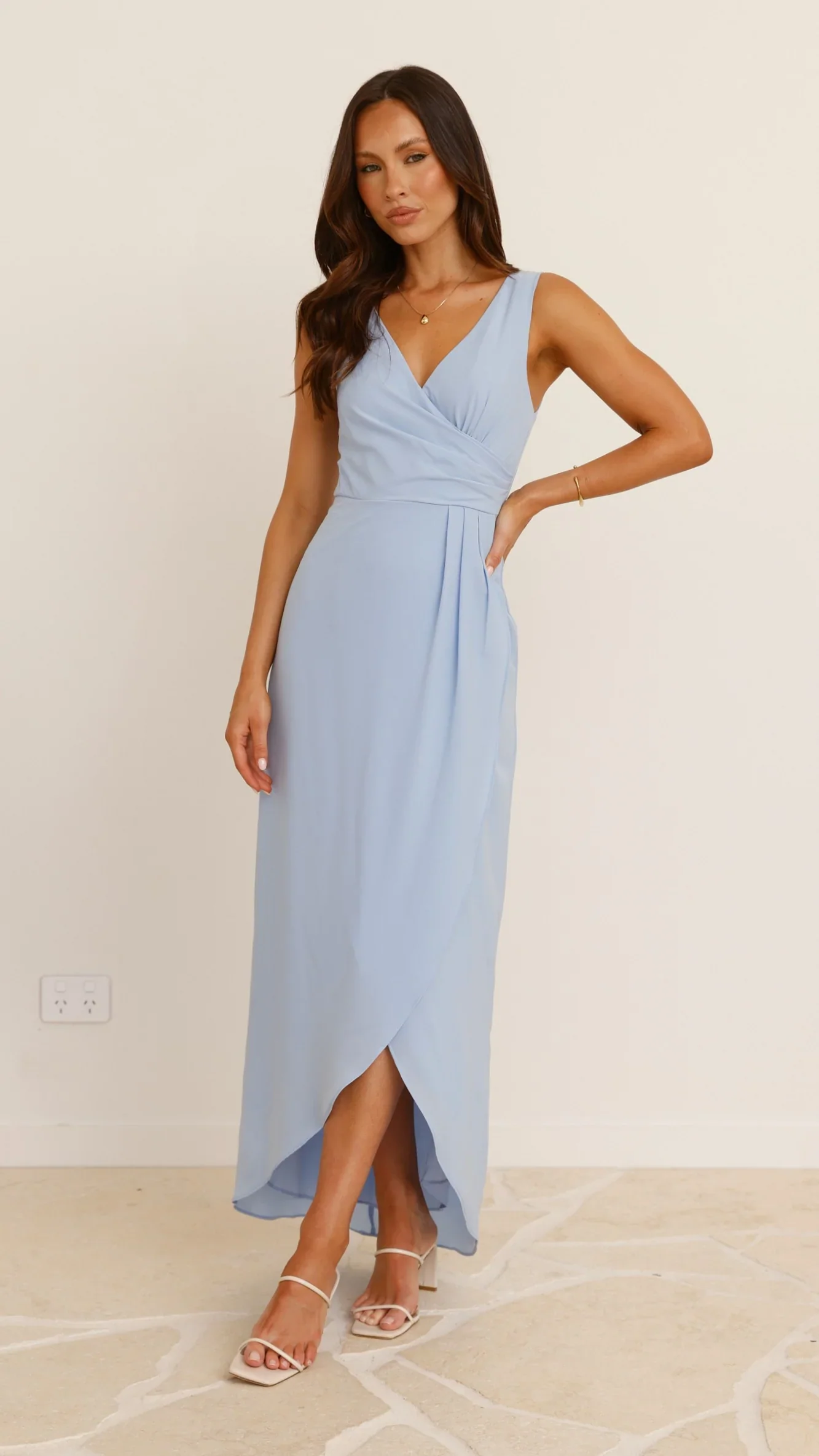 Pamela V Neck Maxi Dress - Blue