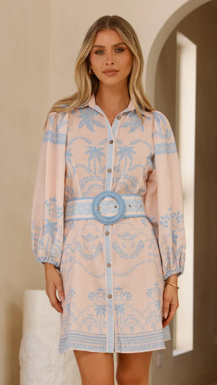 Xander Long Sleeve Mini Dress - Blue