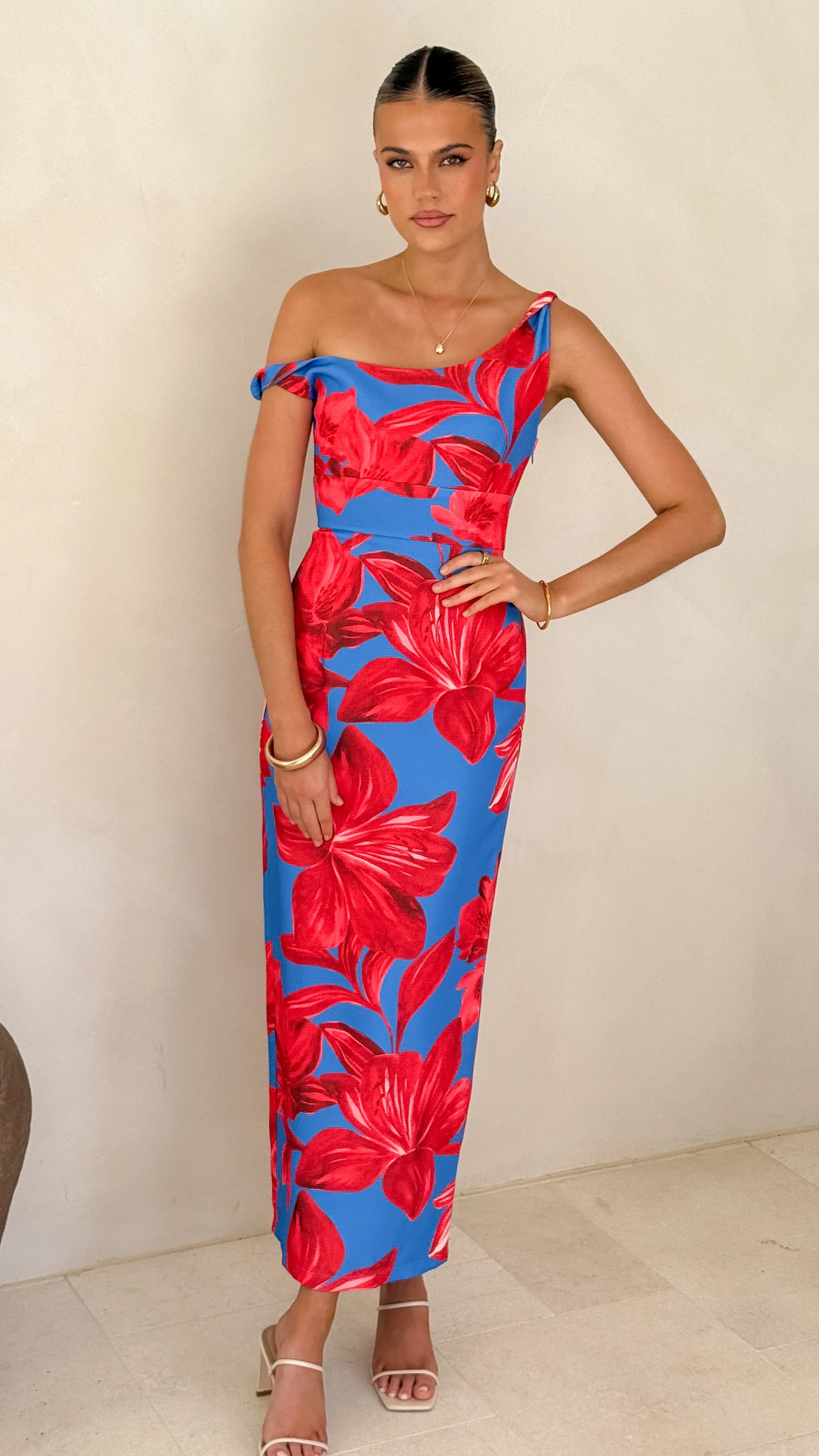 Lorina Maxi Dress - Red/Blue Floral