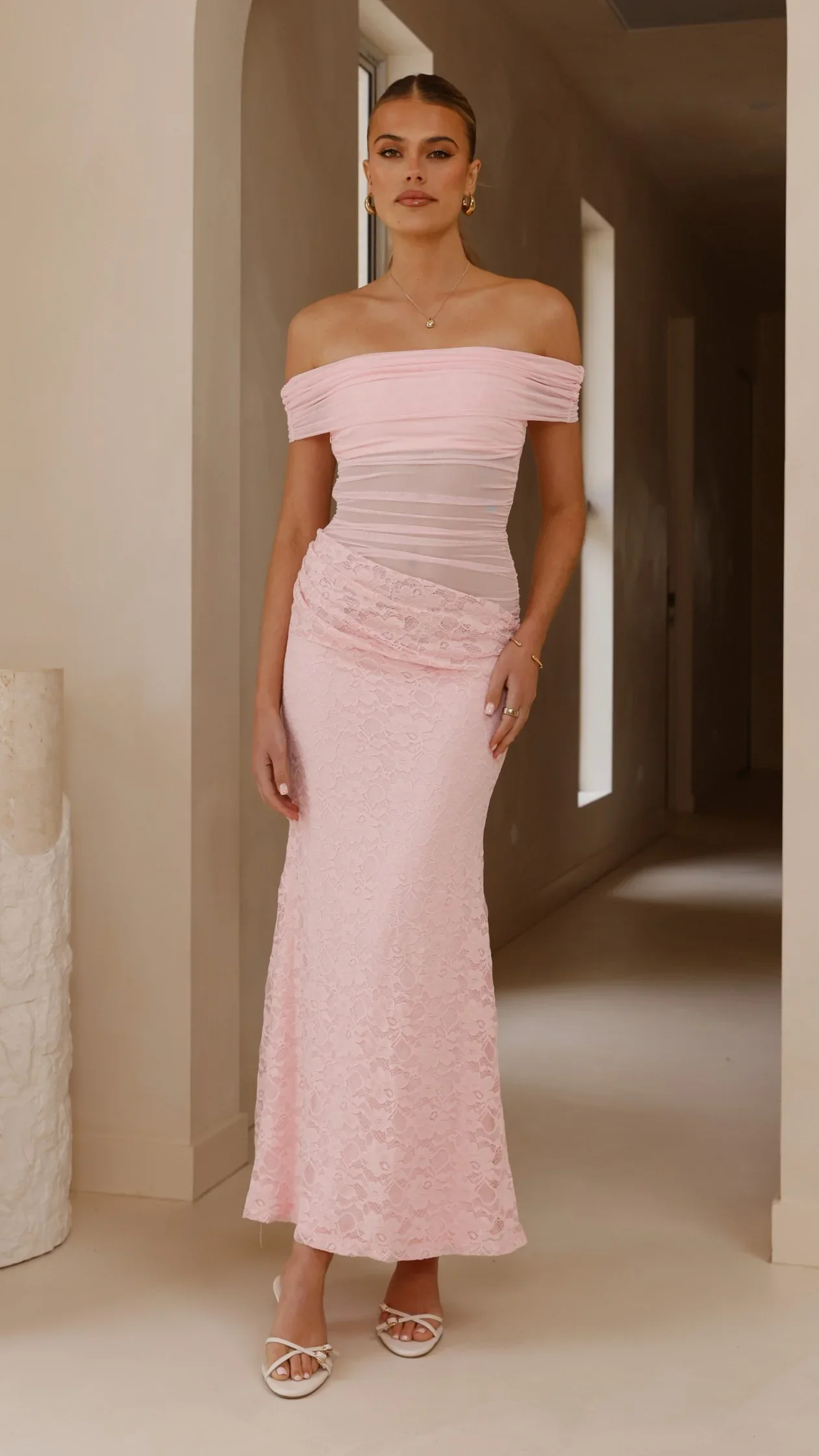 Tiarna Off The Shoulder Maxi Dress - Pink