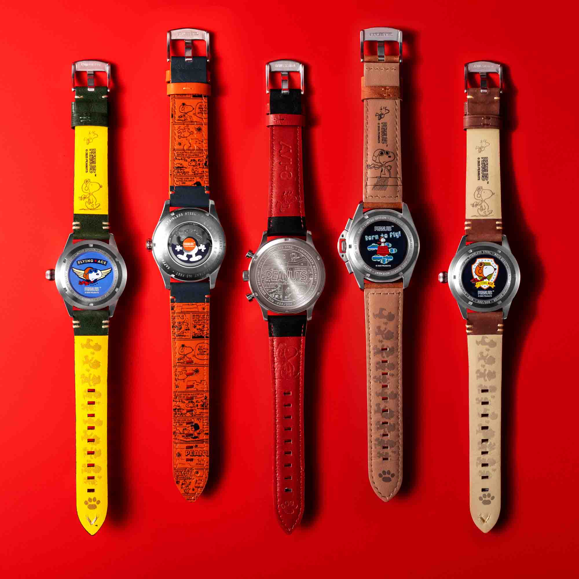 AVI-8 Flyboy Airmaster 40 Meca-Quartz Peanuts Snoopy Flying Ace Camel Brown Limited Edition