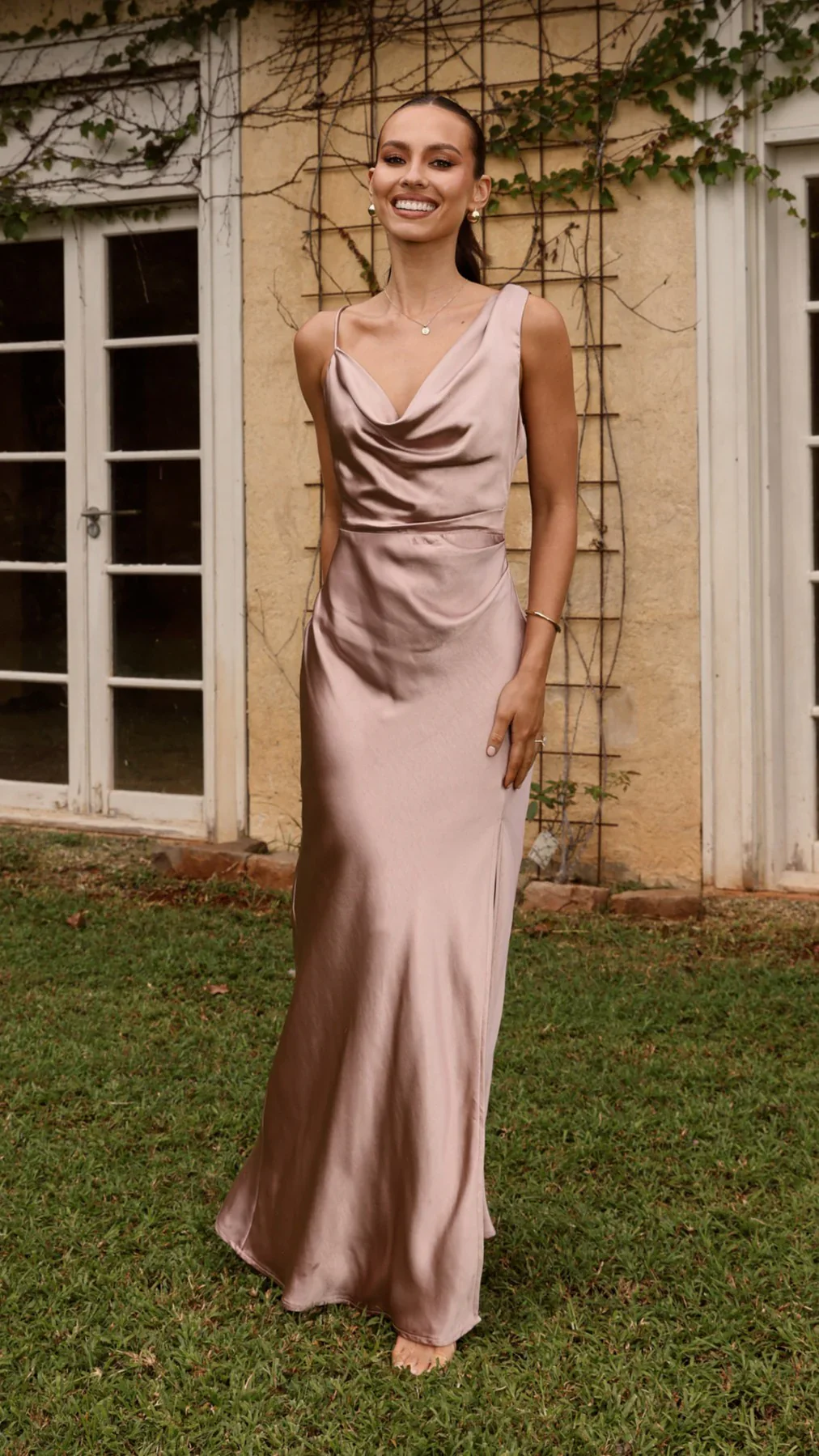 Iris Asymmetrical Maxi Dress - Dusty Pink