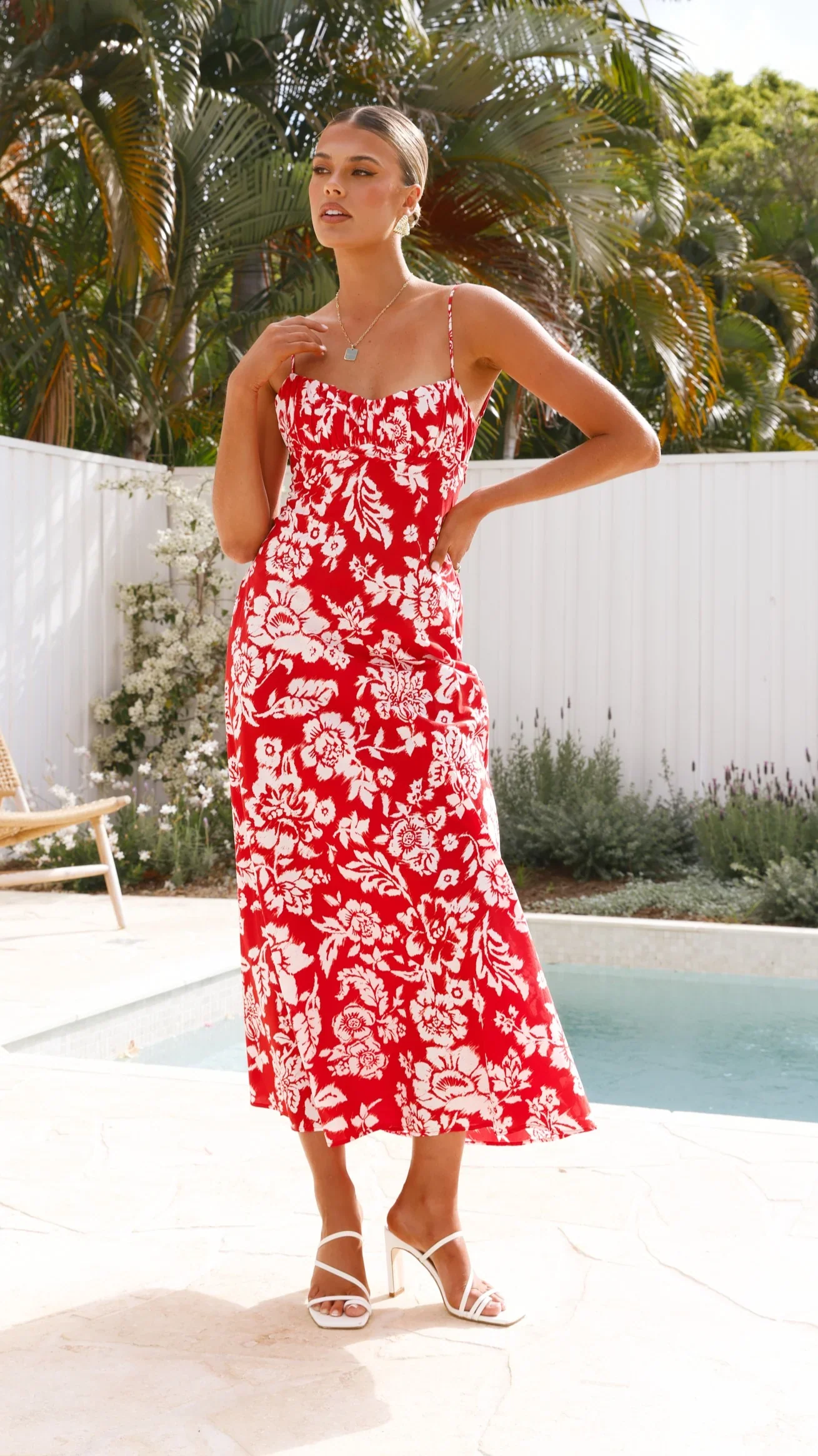 Margie Midi Dress - Red Floral
