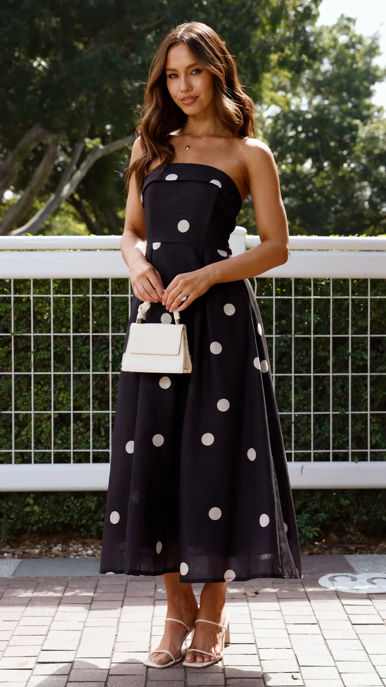 Tahlia Midi Dress - Black Polka Print