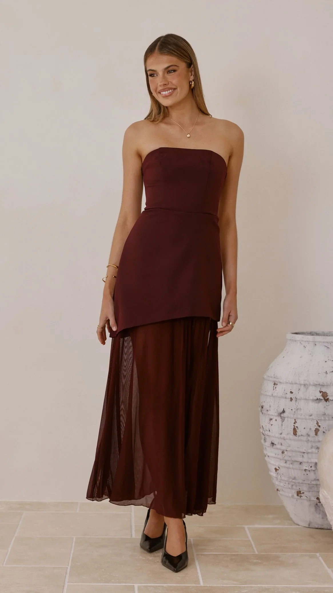 Fenella Asymmetrical Maxi Dress - Plum