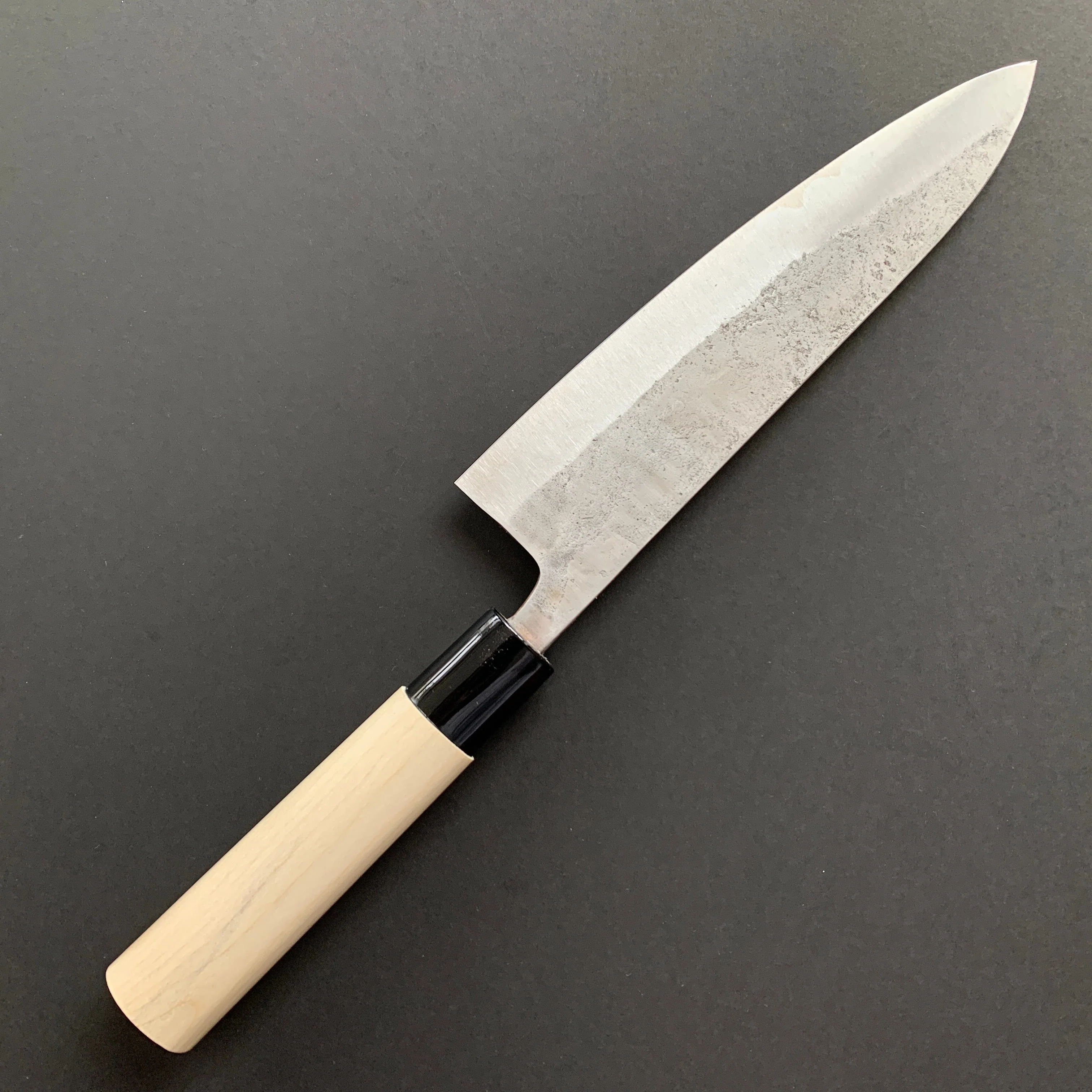 Gyuto knife, Shirogami 1 with stainless steel cladding, Nashiji finish, Nashiji range, wa handle - Fujiwara