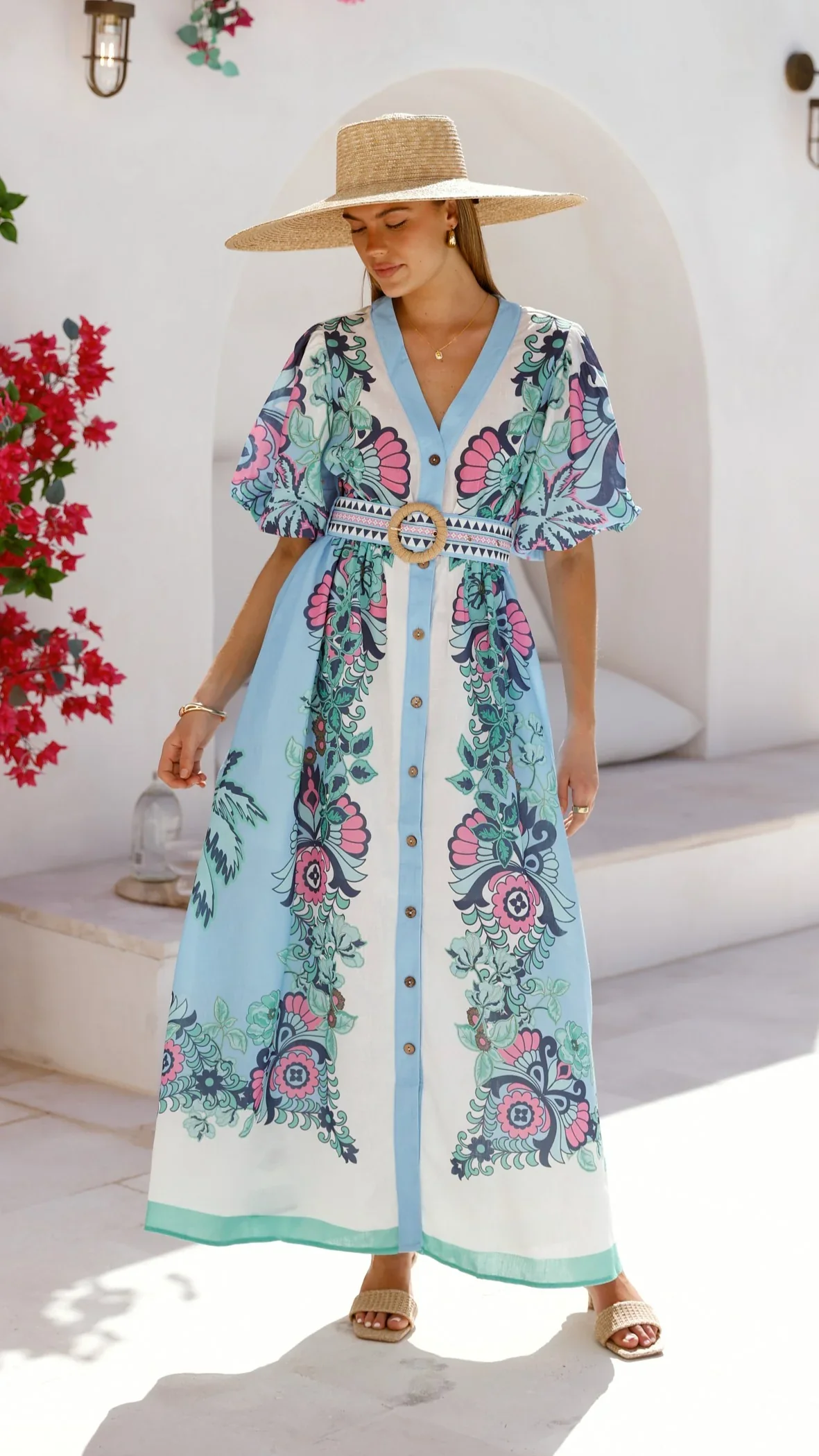 Dali Maxi Dress - Island Bloom Blue