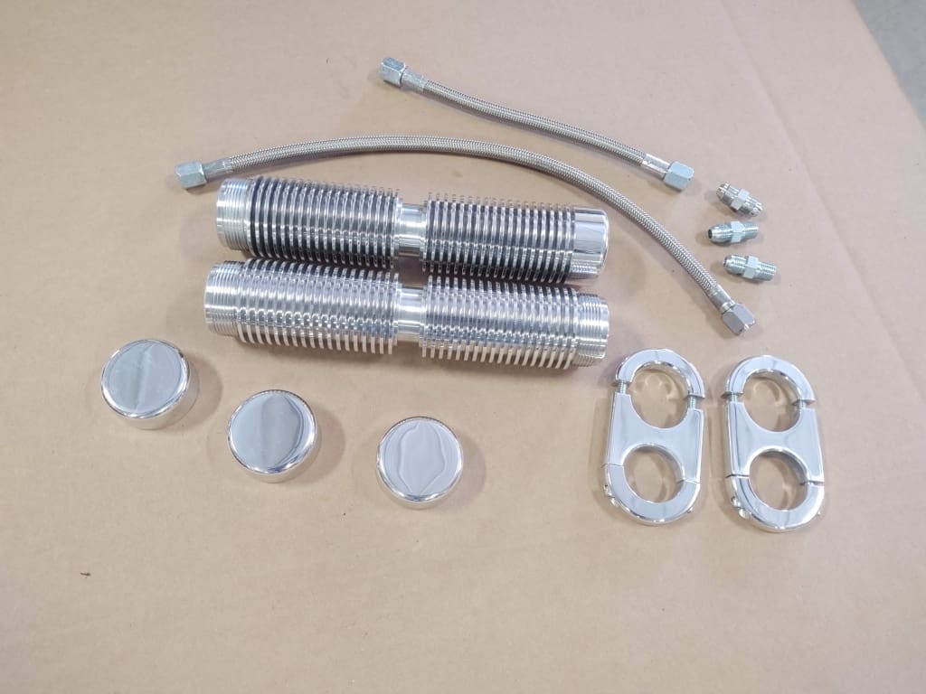 BIG DOG MOTORCYCLES POL BILLET OIL COOLER KIT w/ STASH TUBE BRACKETS STRAIGHT