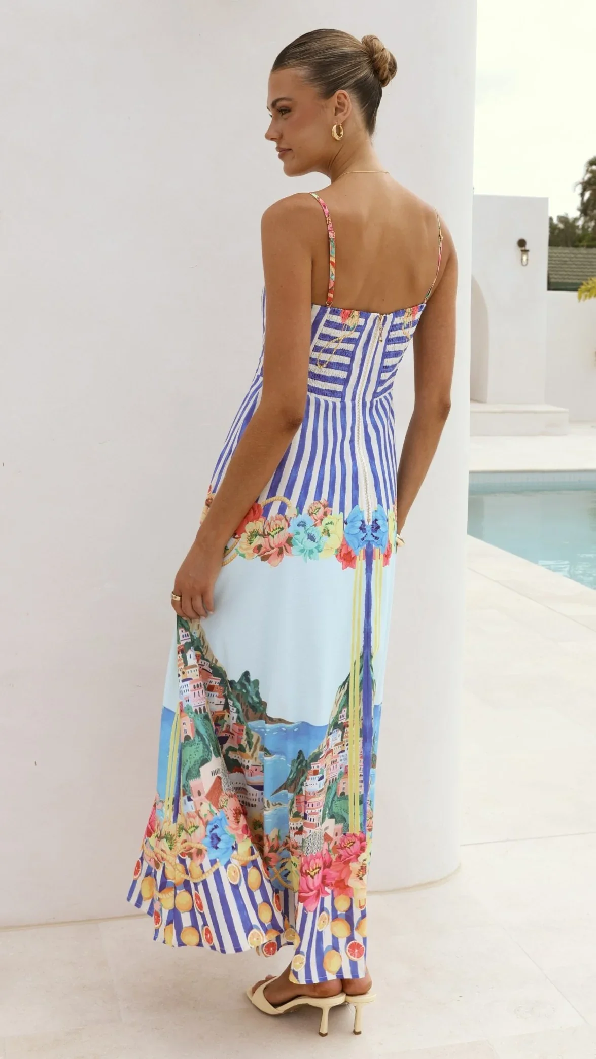Clara Maxi Dress - Positano Blue