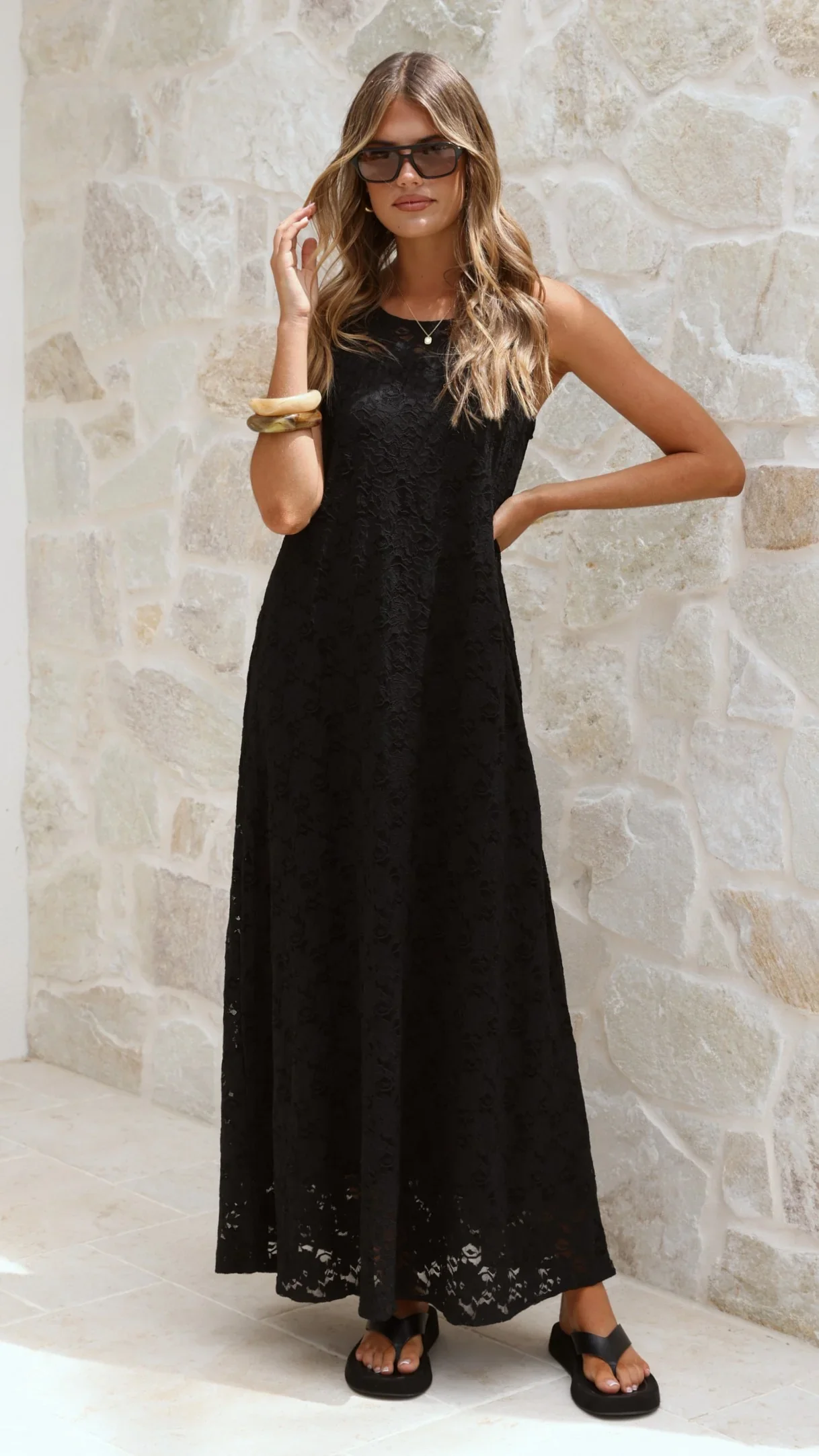 Cerelia Maxi Dress - Black Lace